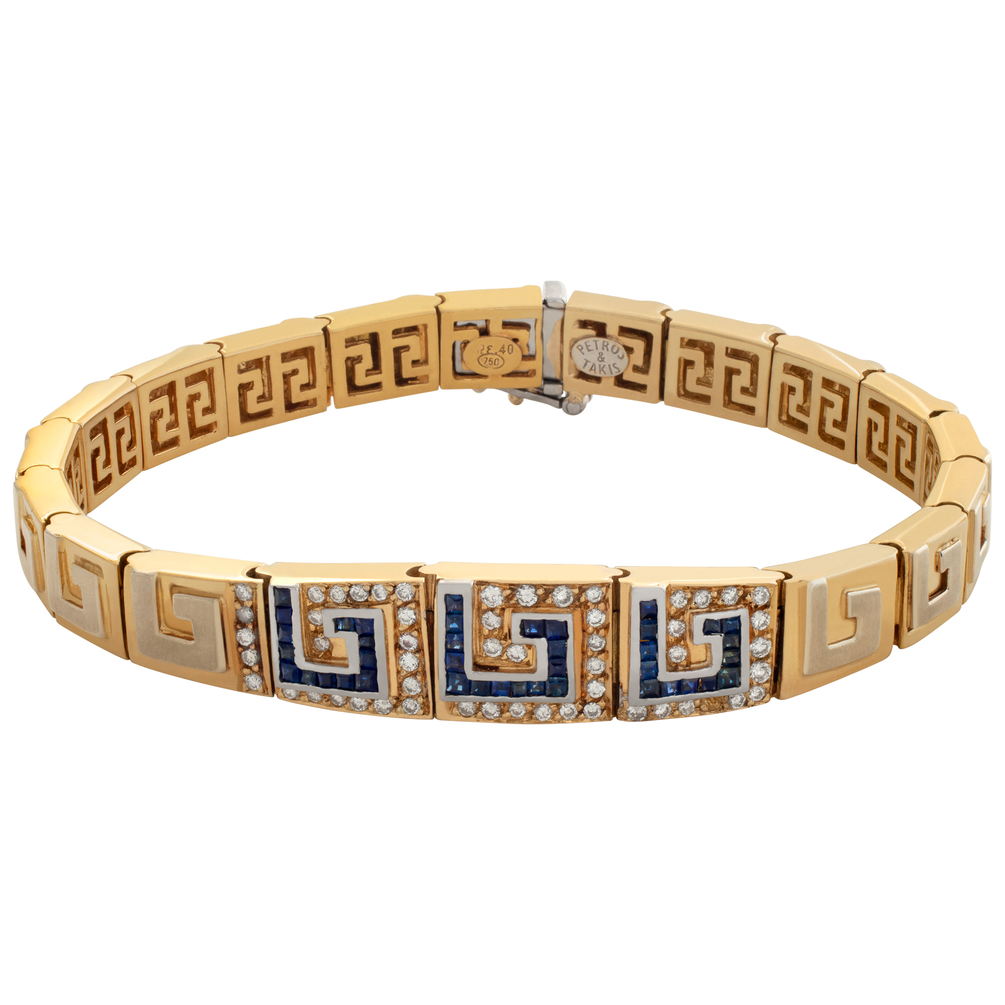 Etruscan revival bracelet with sapphires & round diamonds set in 18k image 1
