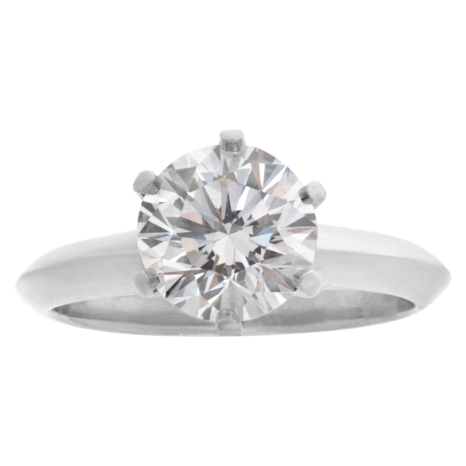 Tiffany & Co. round brilliant diamond 1.53 carat (E color, VVS2 clarity) ring in platinum image 1