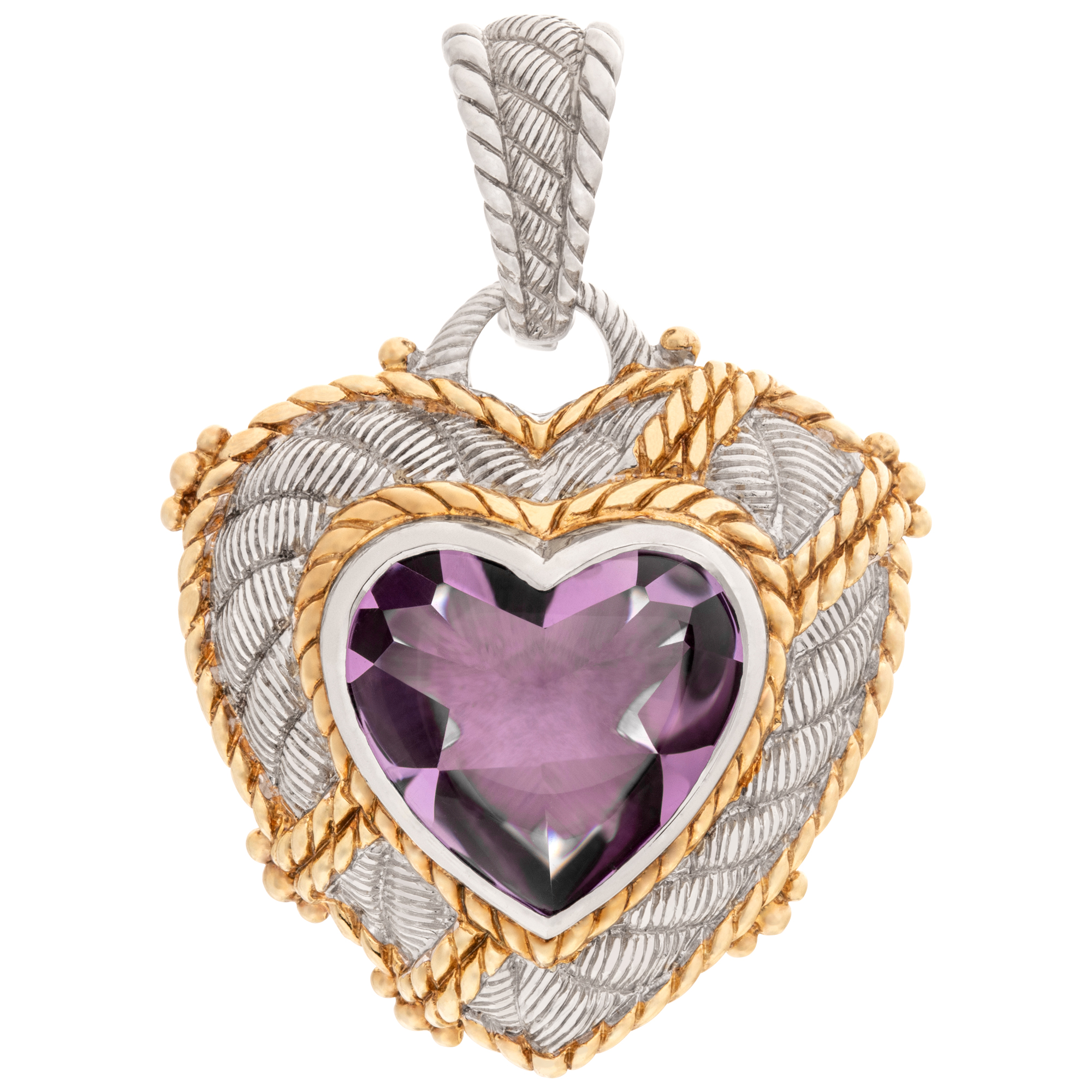 Judith Ripka pendant with heart amethyst two tone in sterling silver. image 1