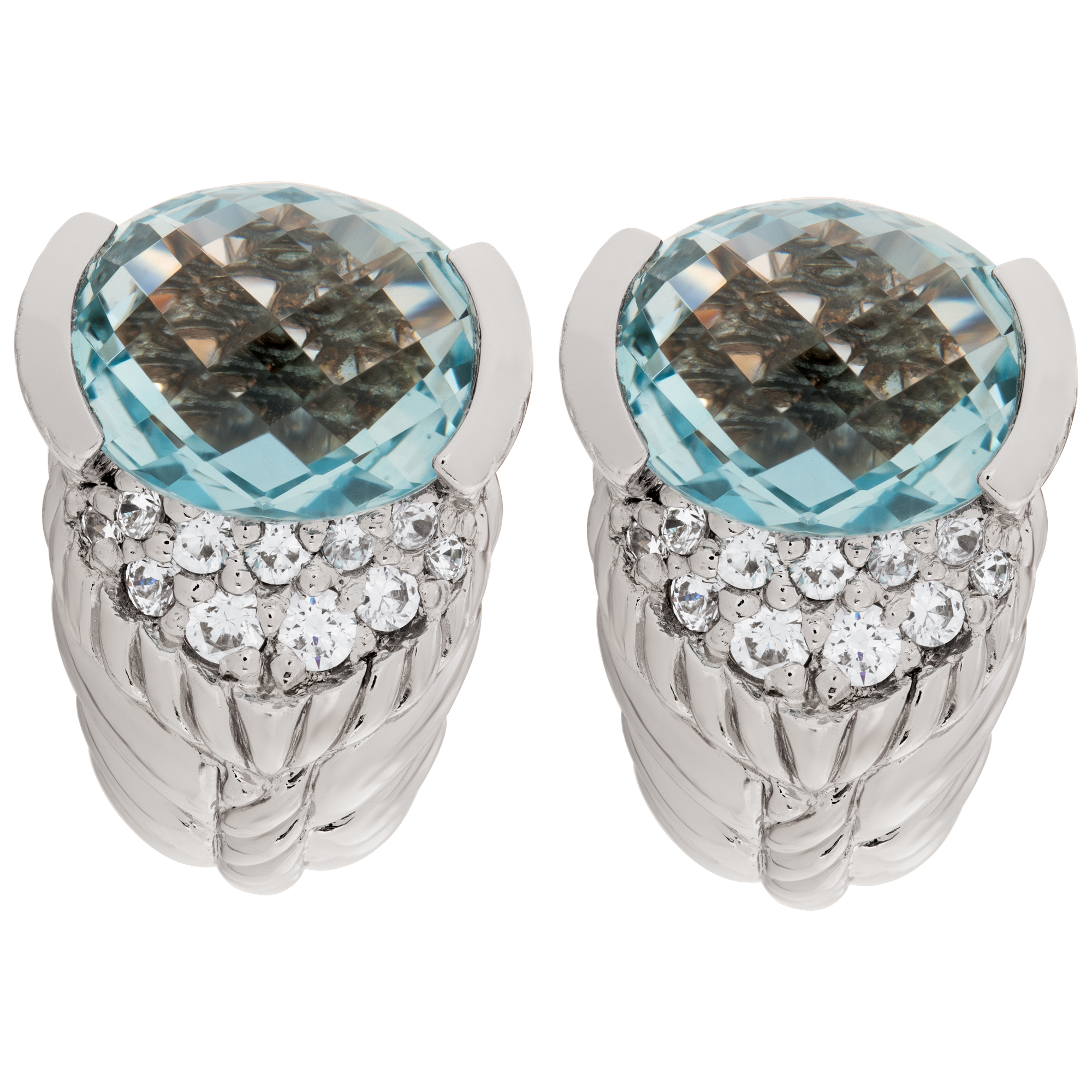 Judith Ripka earrings in sterling silver with blue topaz image 1