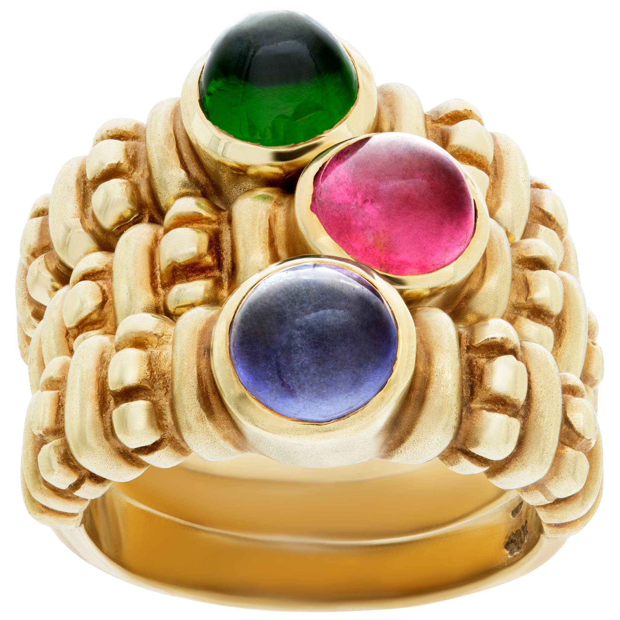 3 ring stack with cabochon tourmalines image 1