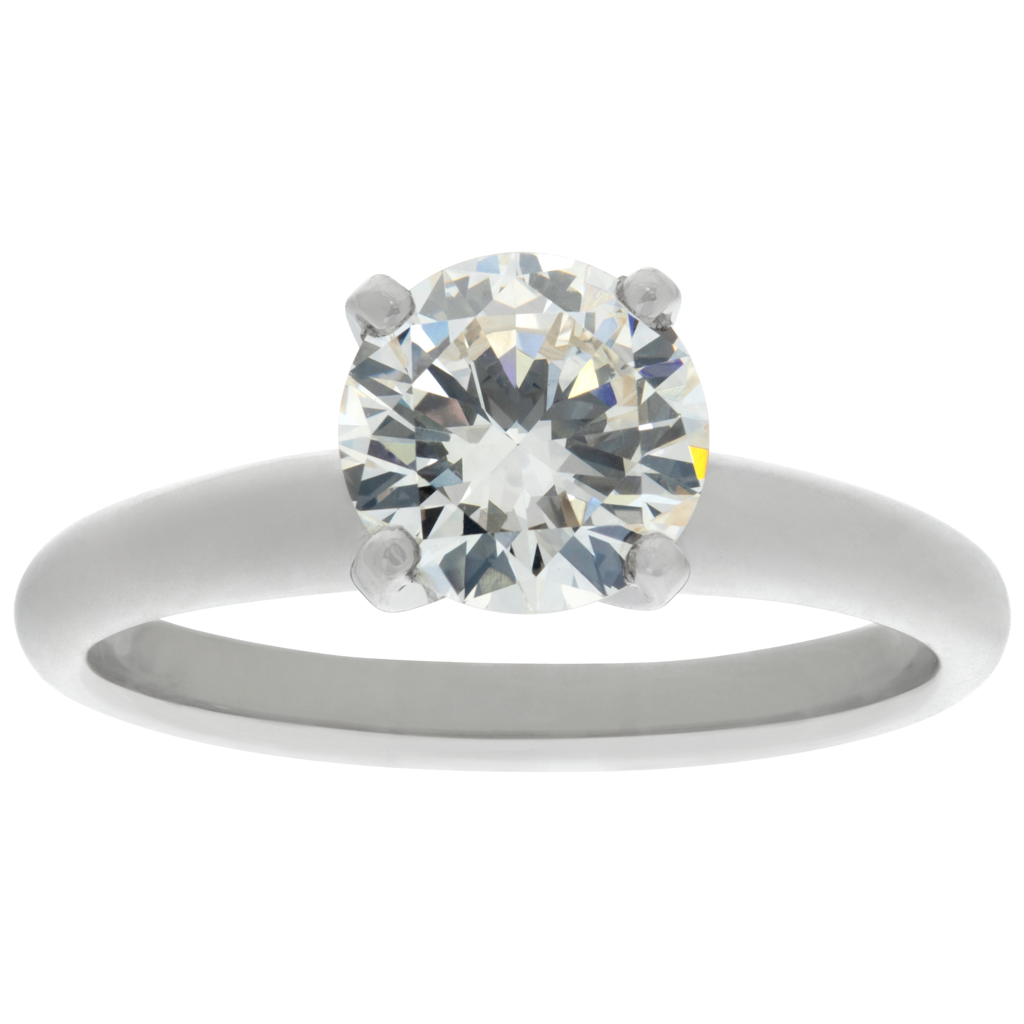 GIA certified round brilliant cut 1.34 carat (K color, VVS2 clarity) platinum ring image 1