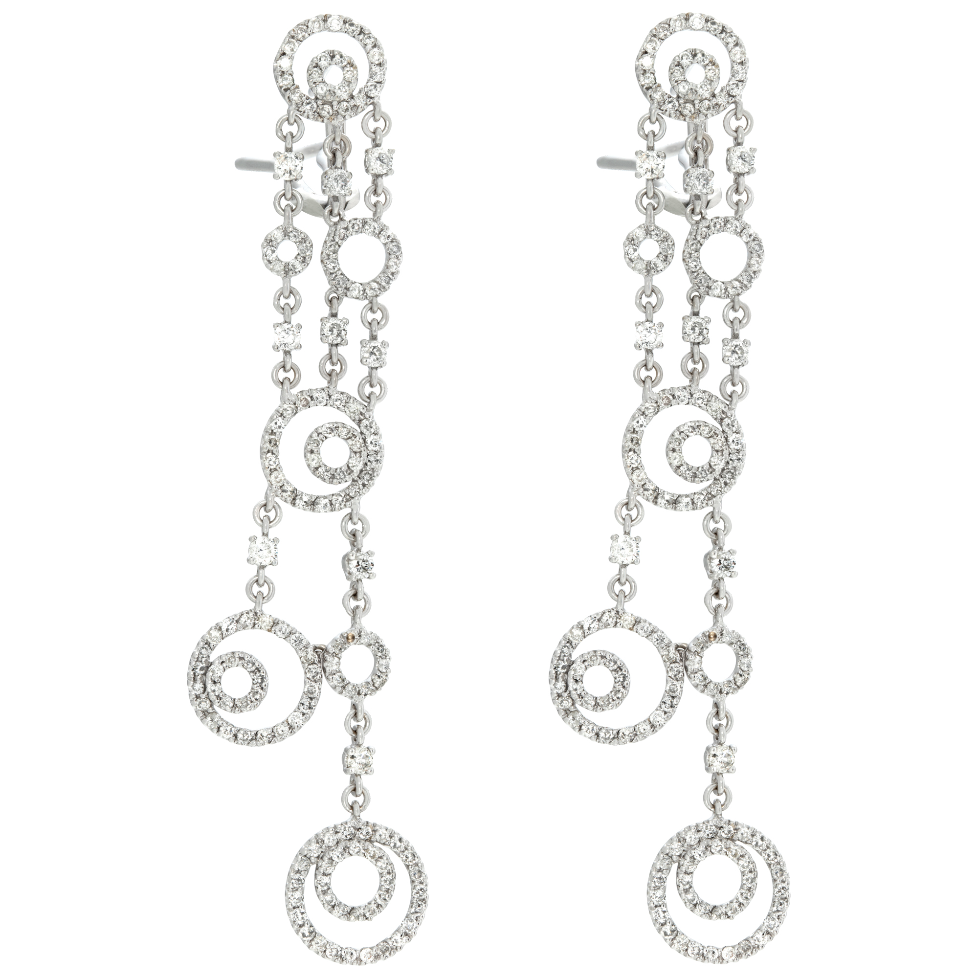 Diamond bubble drop earrings in 18k white gold with 2.50 carats image 1