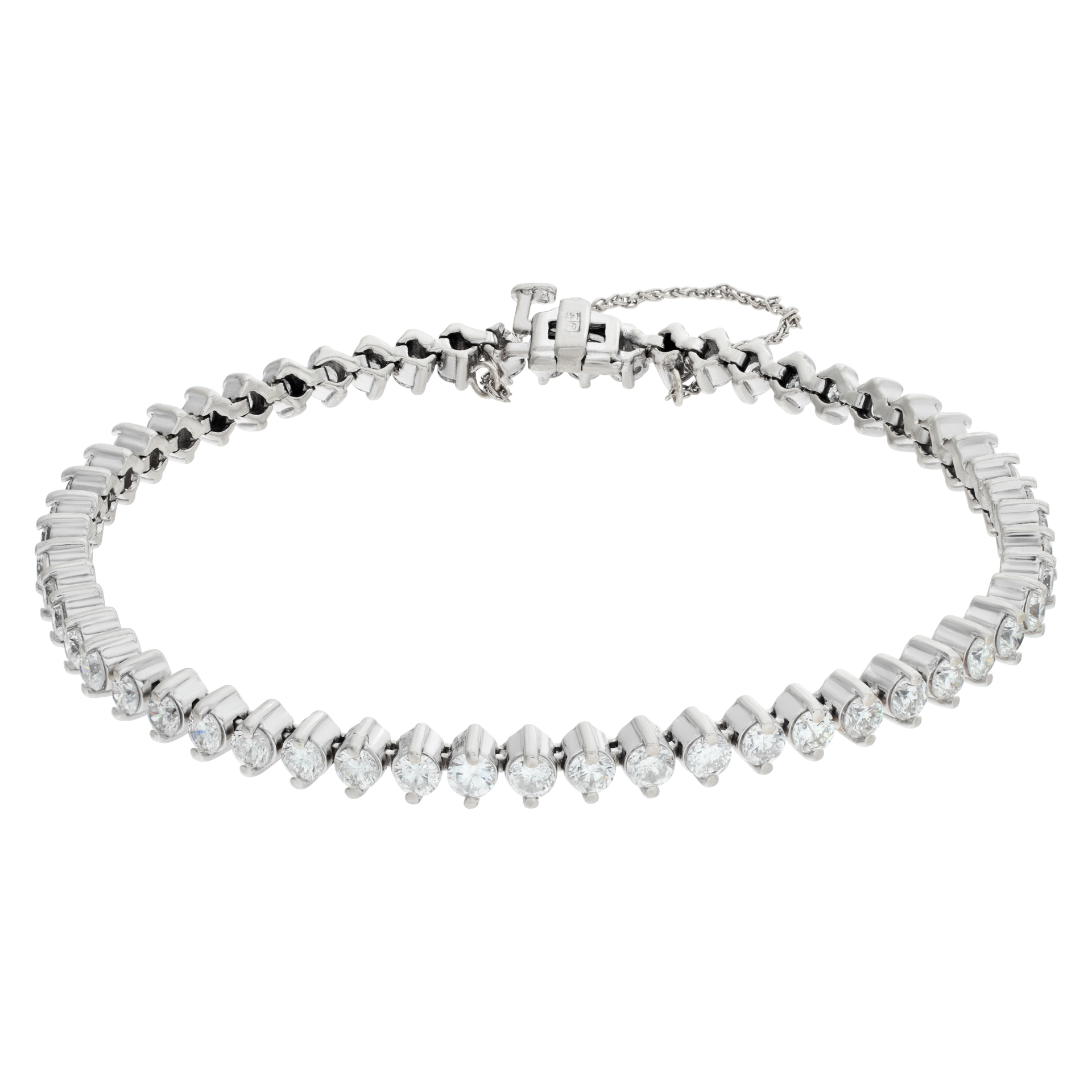 Diamonds line bracelet with approximately 5 carats round brilliant diamonds set in 14K white gold image 1