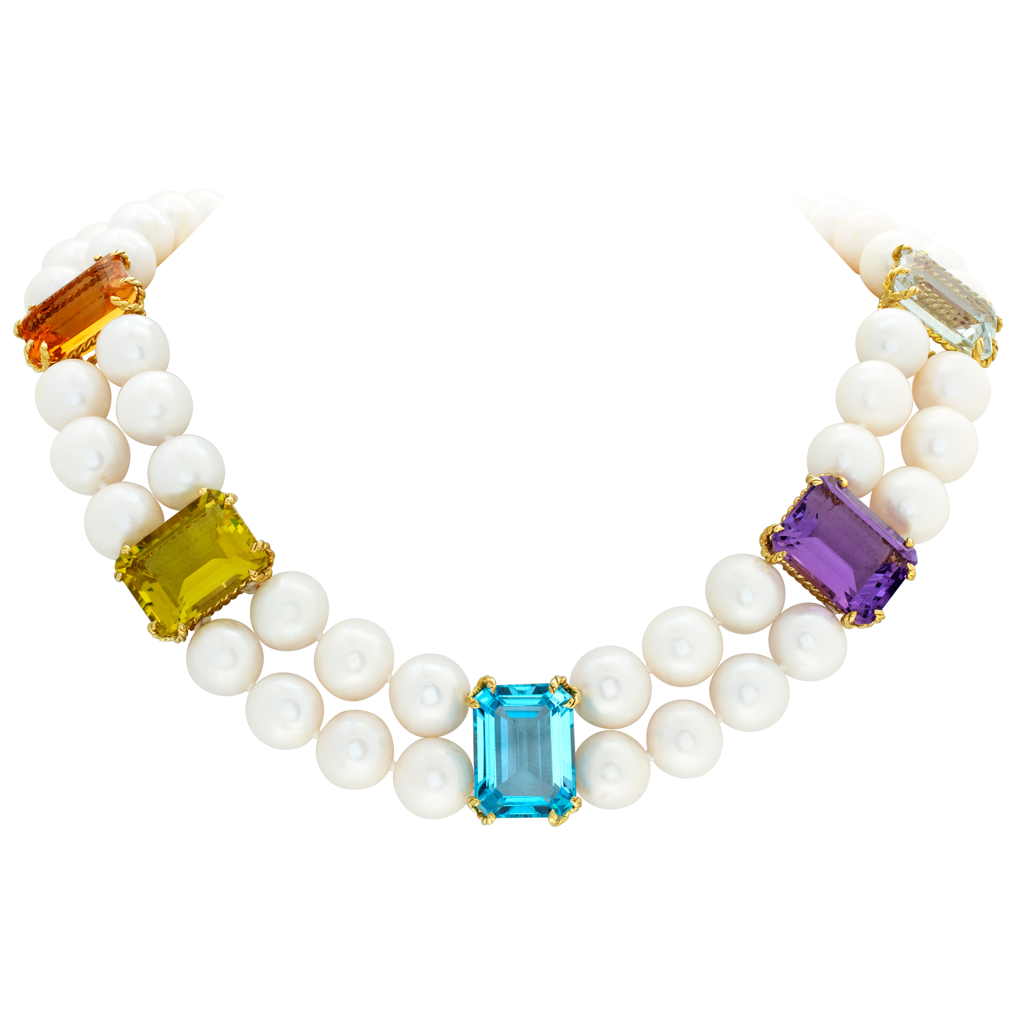 Scully & Scully Multicolor Gemstone & Pearl Necklace with 18k yellow gold setting image 1