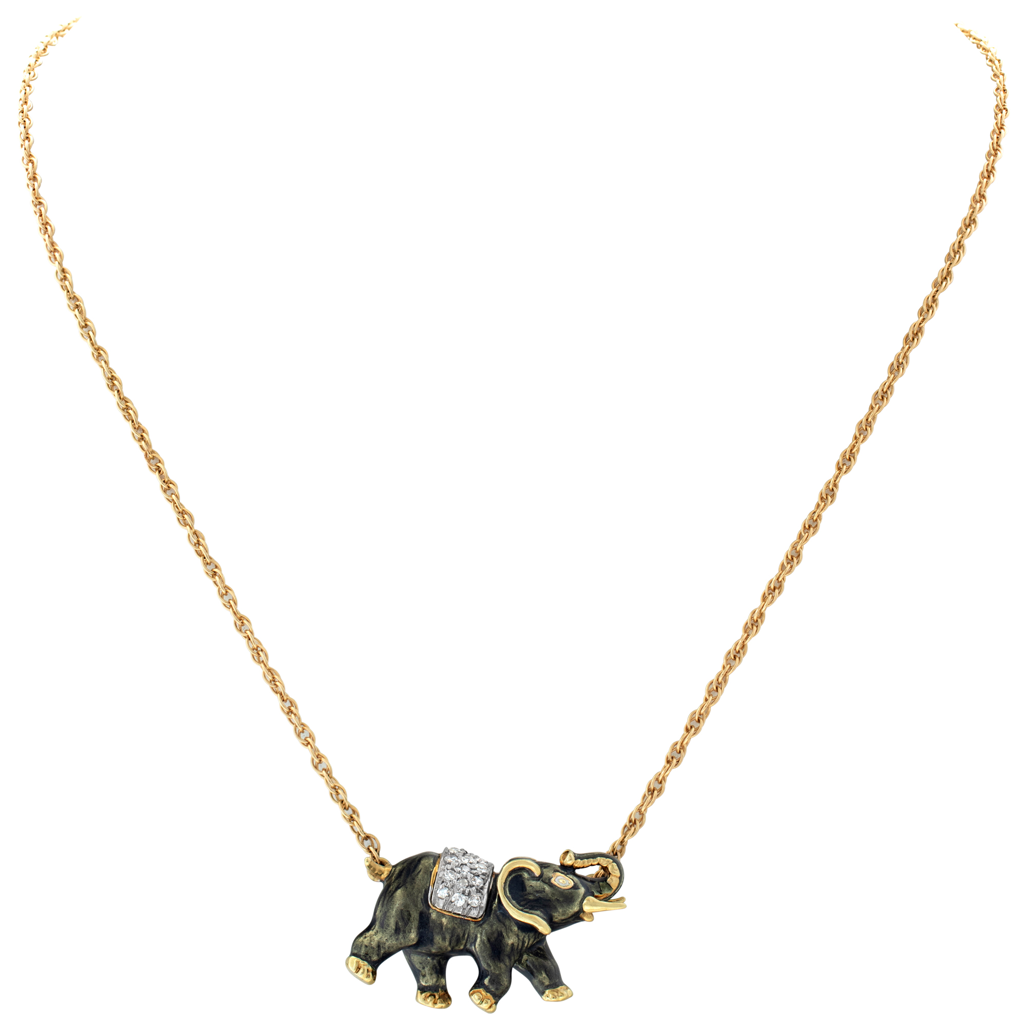 An Elephant necklace in 14k image 1