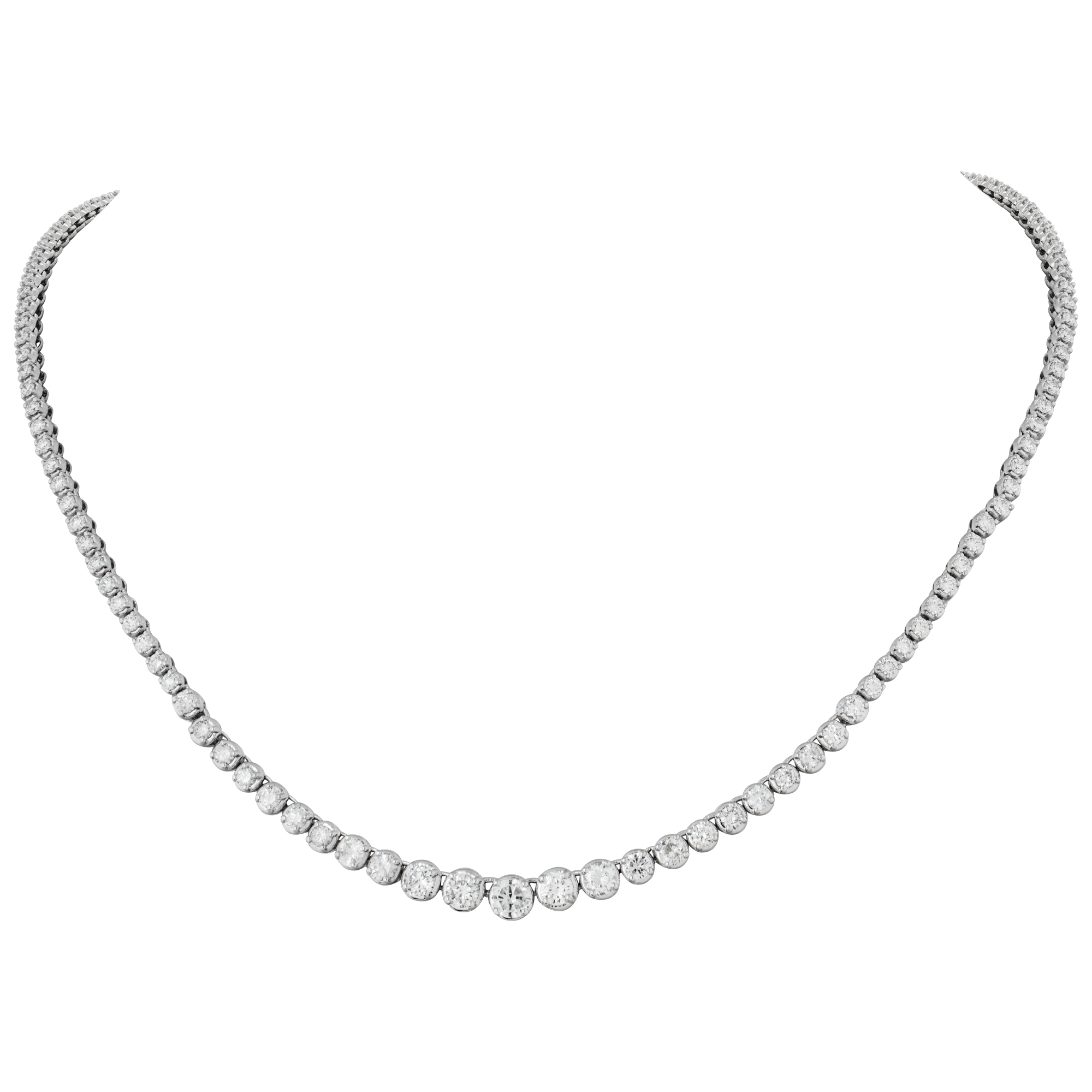Diamond tennis necklace 6 carats in 18k white gold image 1