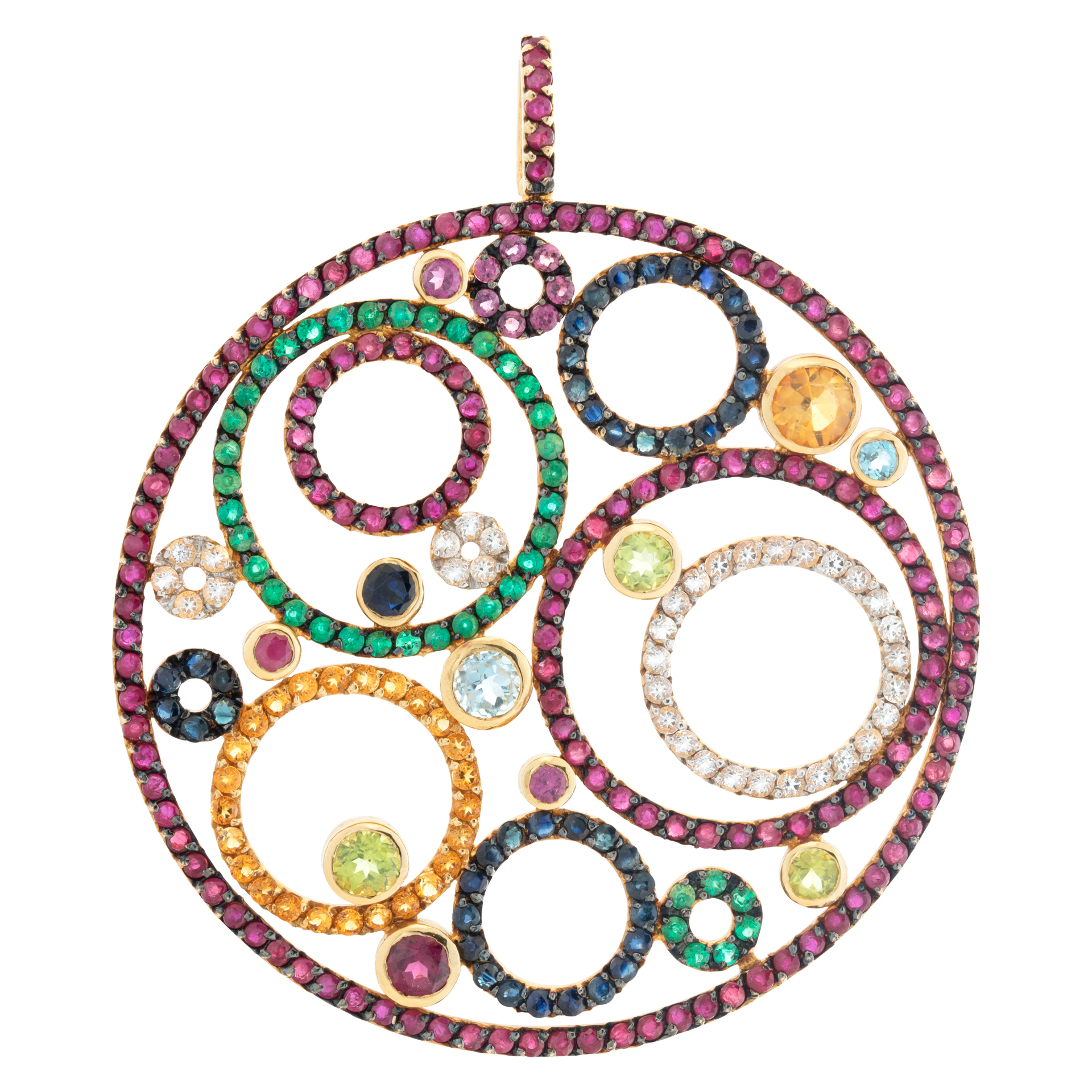 Large pendant with misc. colored stones image 1
