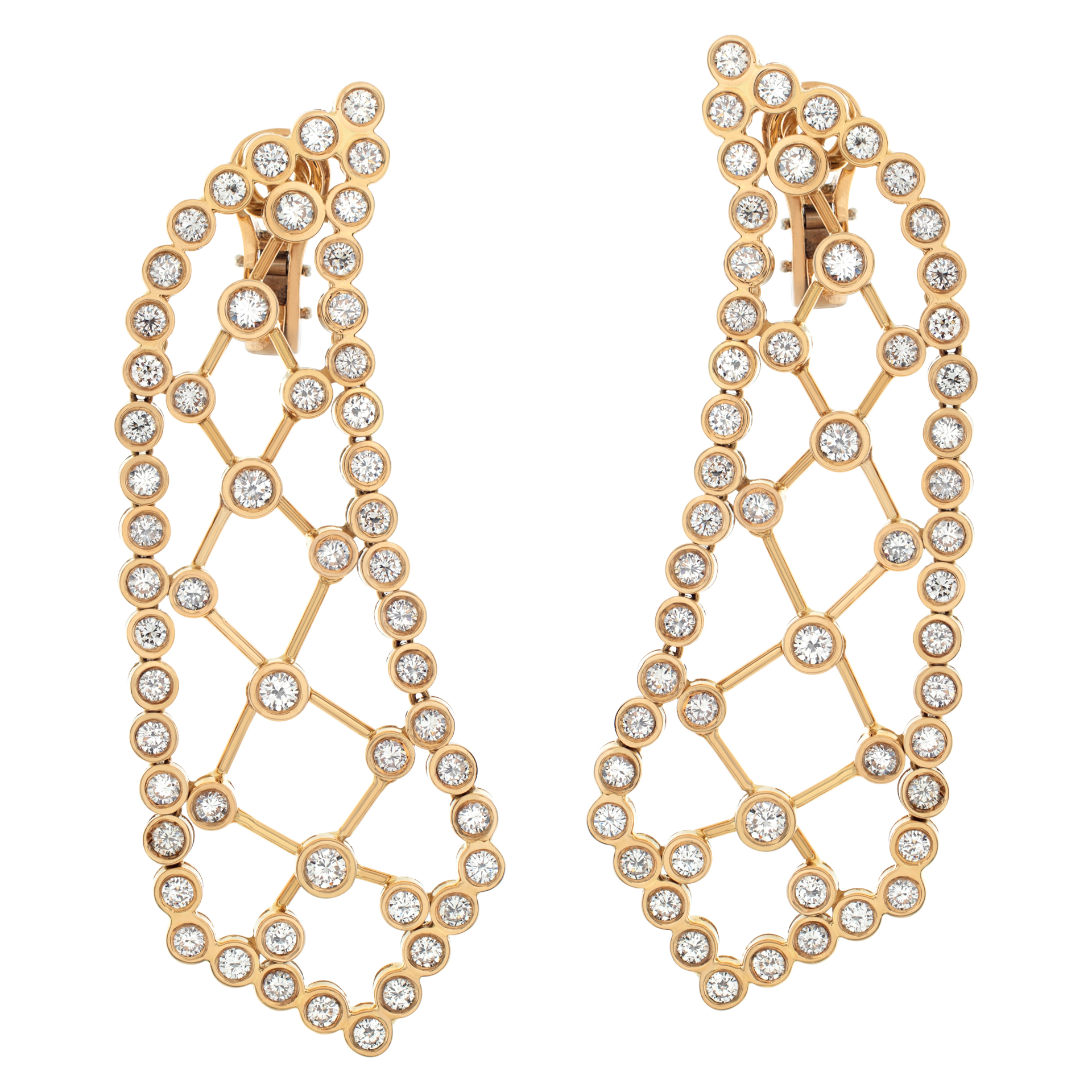 Dangling diamonds earrings set in 18K yellow gold. image 1