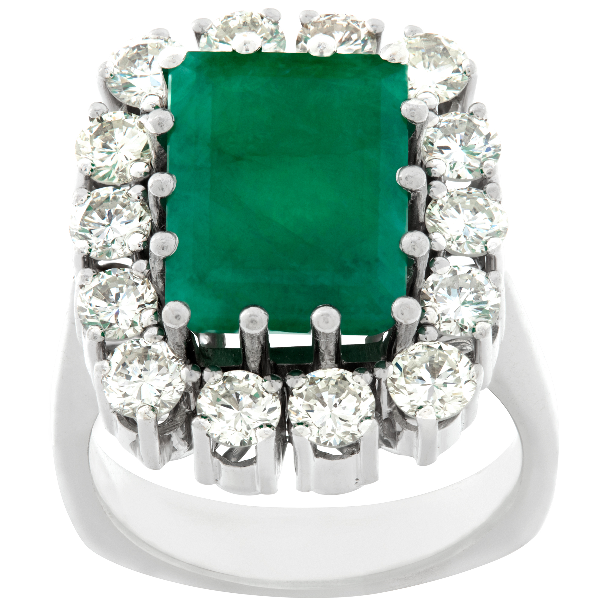 emerald ring with approx 1.5 cts in diamonds and 4 carats in center emerald image 1