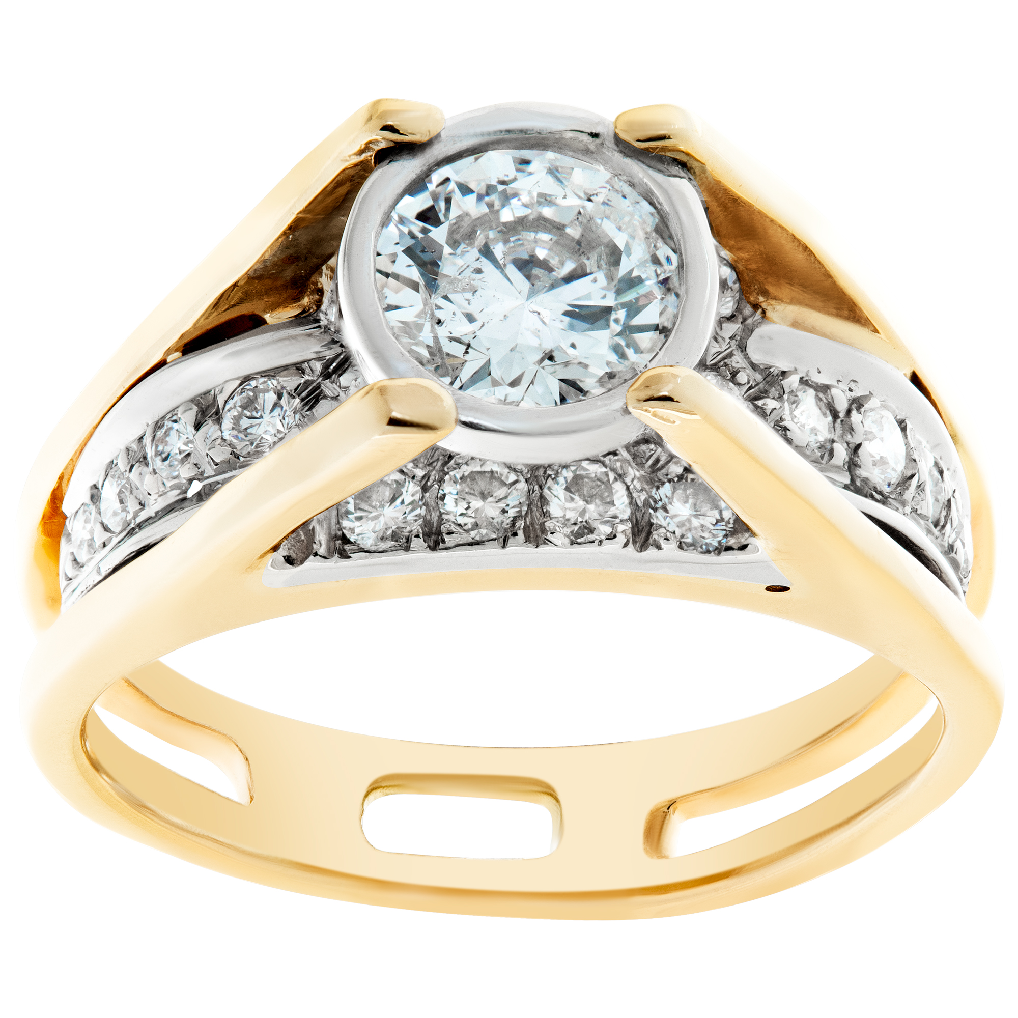 Bezel set approx. 0.65 carat H-I color, SI-I clarity diamond ring image 1