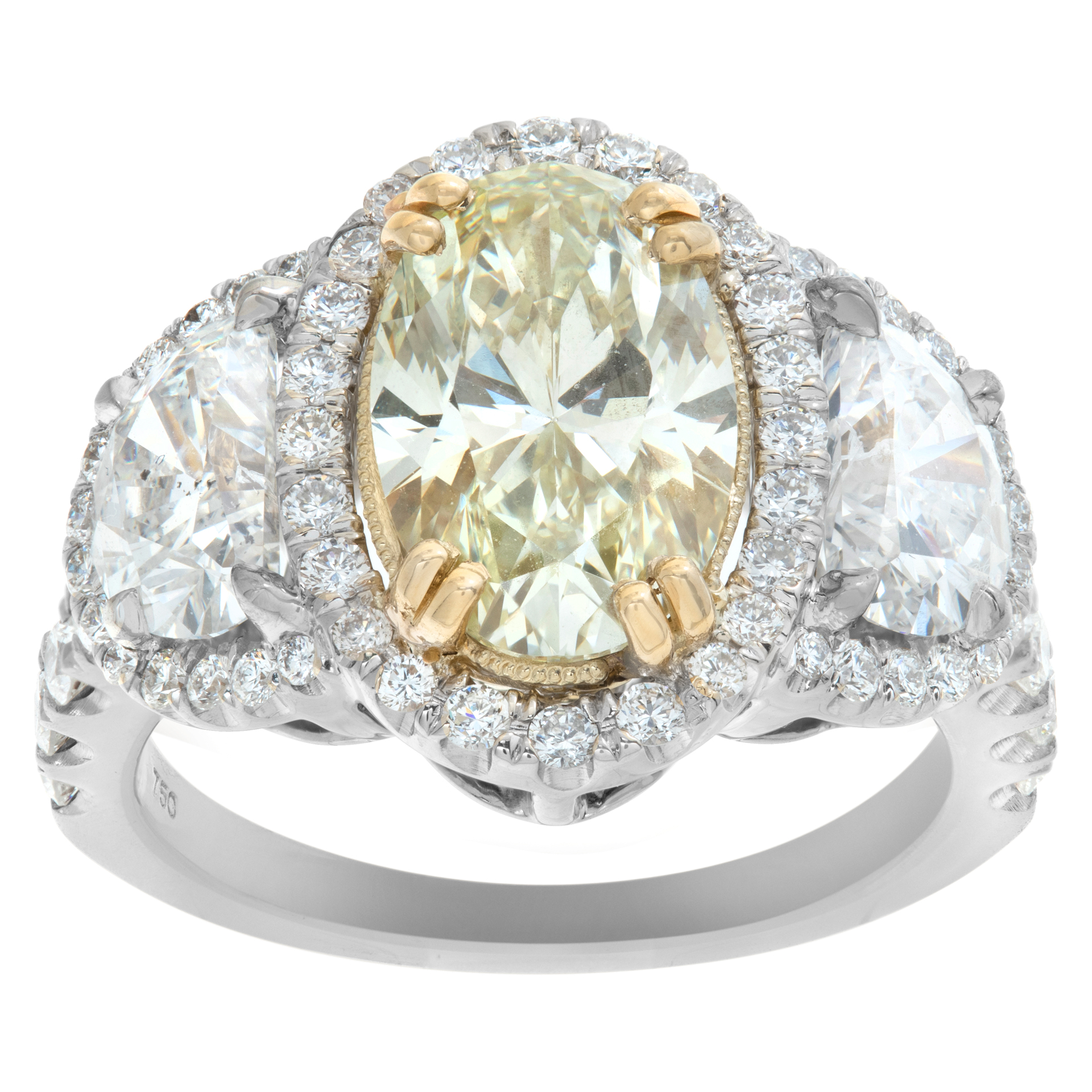 Gia Certfied Oval Brilliant Cut Diamond 2.10 Carat (U-V Range, Vvs2 Clarity) Ring In 18k White Gold Setting image 1