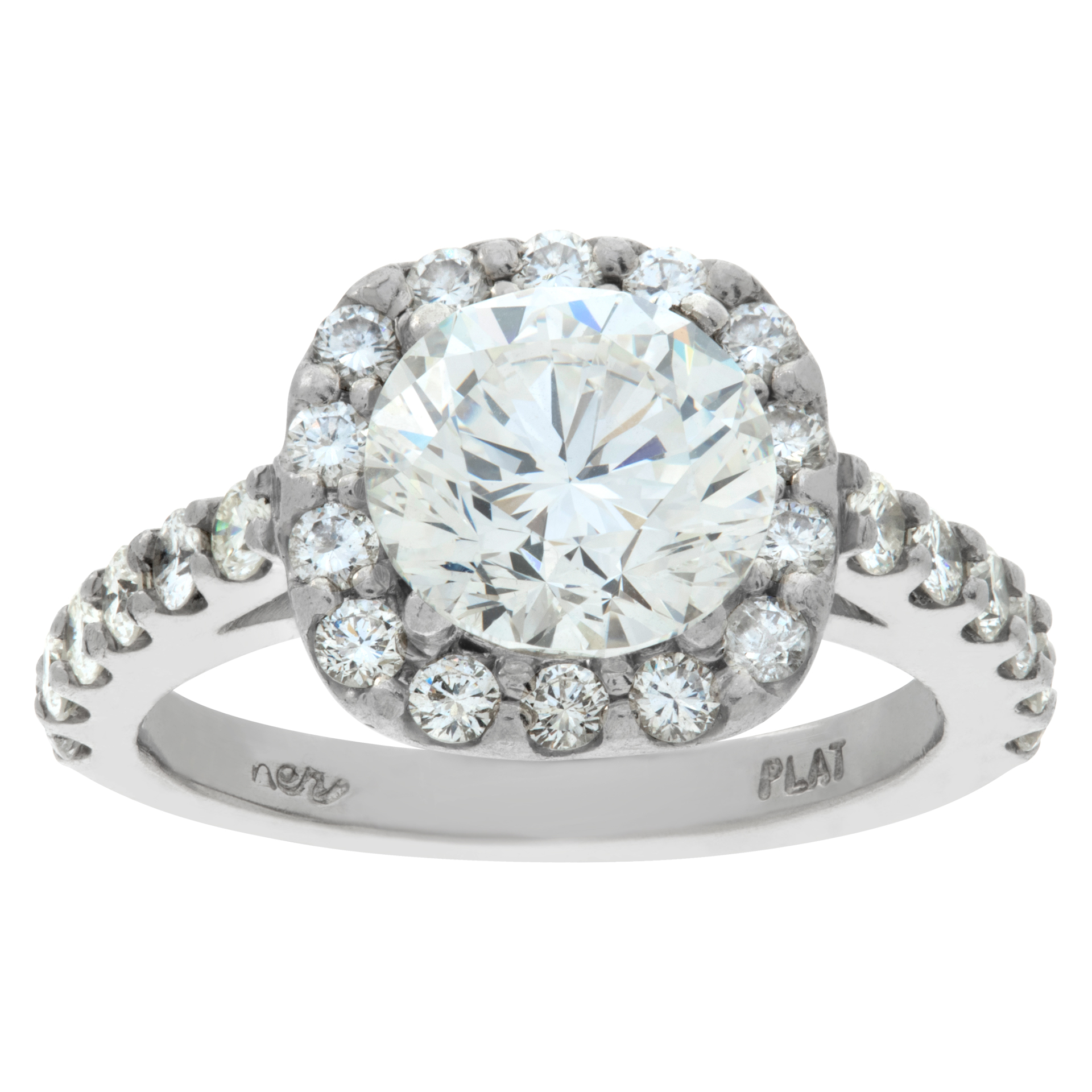 GIA certified round brilliant cut diamond 2.03 carat ( I color, SI1 clarity) ring set in platrinum image 1