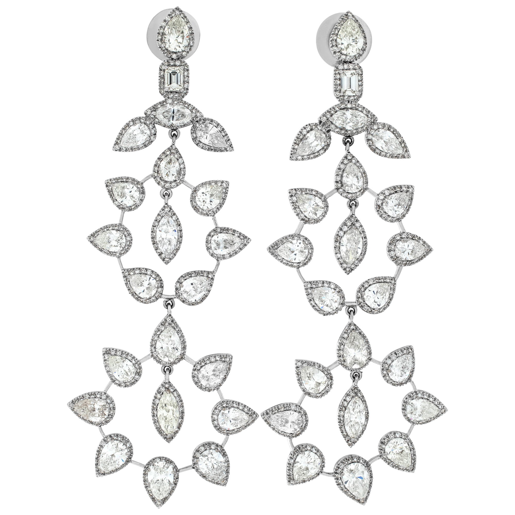18k white gold drop snowflake diamond earrings image 1