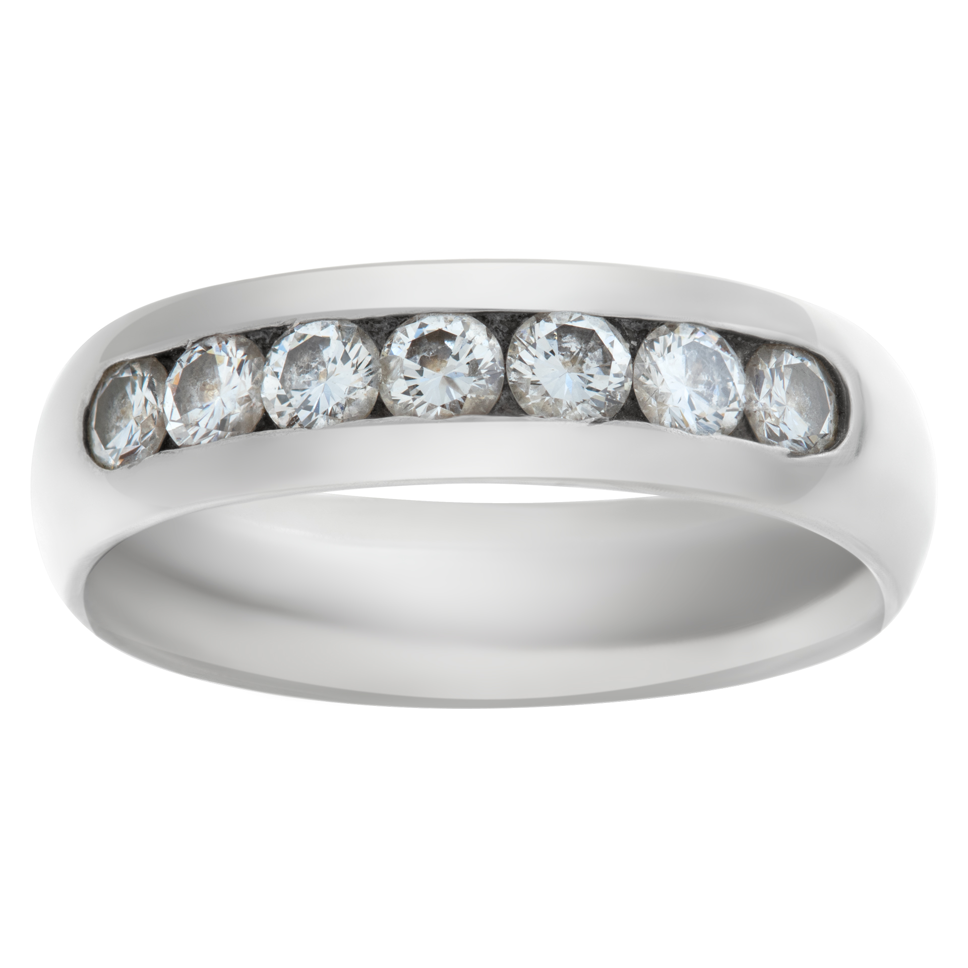 Channel set diamond ring in platinum with approximately 0.49 carats in round diamonds (G-H color, VS-SI clarity). Width 5 mm. Ring size 5. image 1