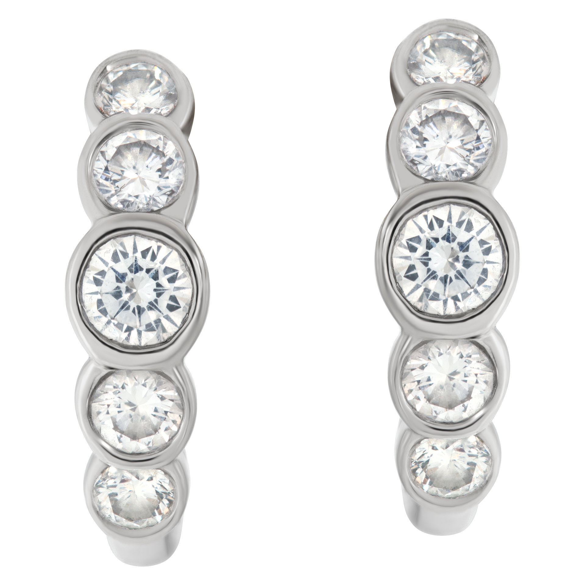 Ladies five stone diamond earrigns in 14k white gold image 1