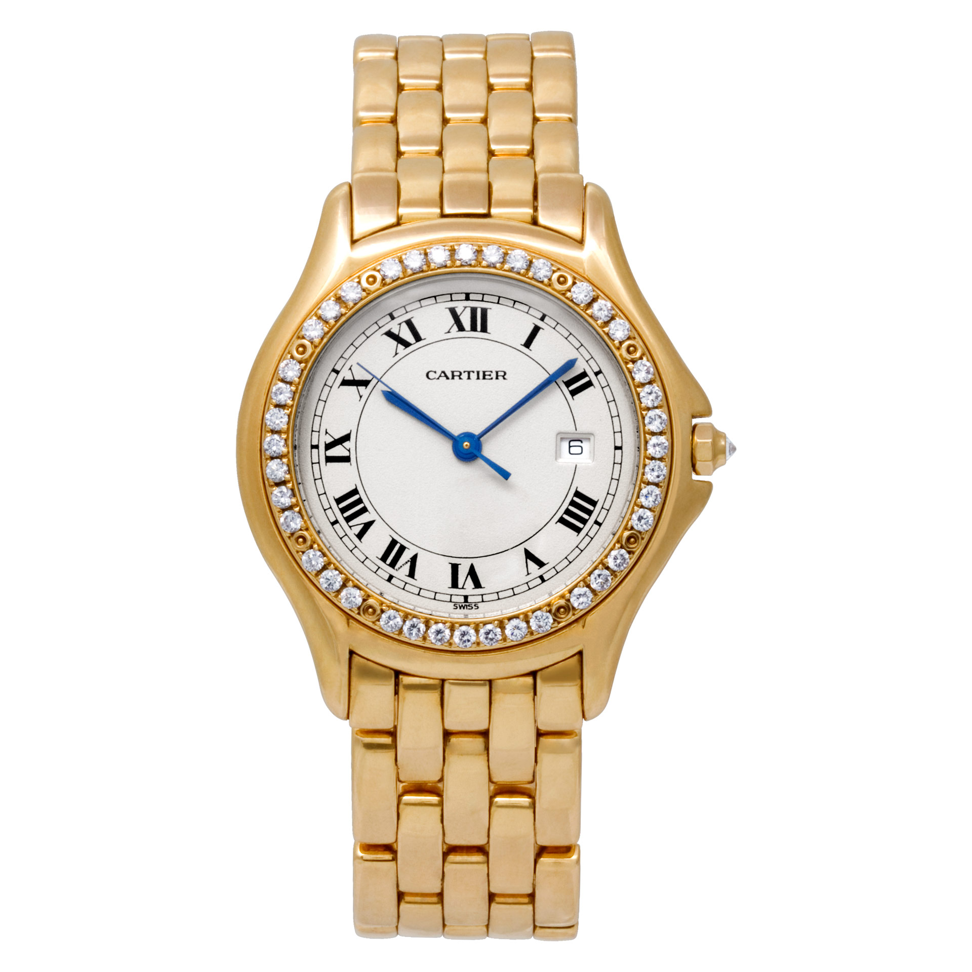 cartier cougar ladies diamond watch solid 18k yellow gold