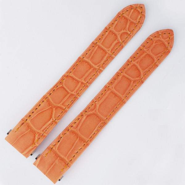 Ladies Cartier Roadster orange alligator strap for deployment buckle (16x14)
