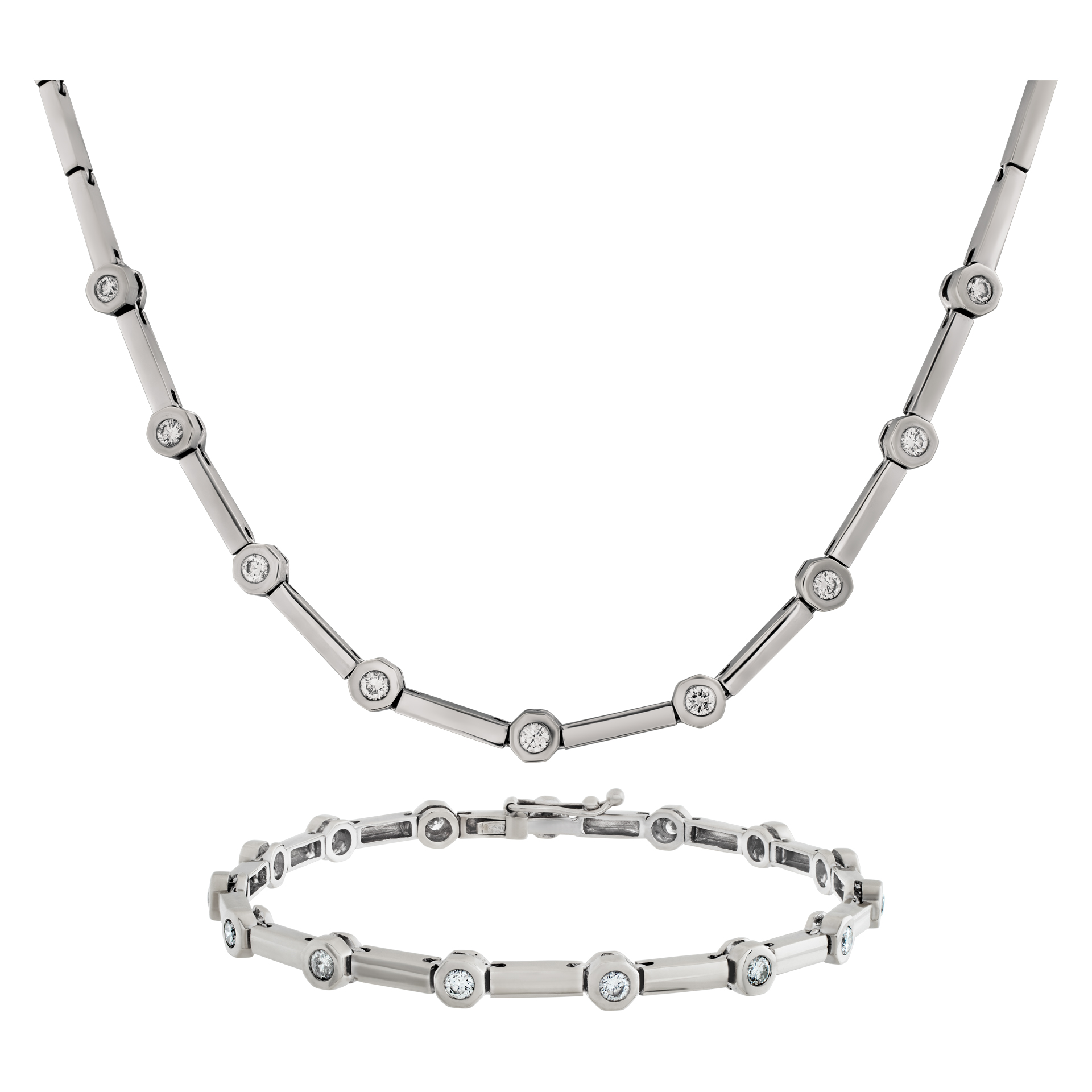 Diamond necklace and bracelet set. 1.50 carats in diamonds
