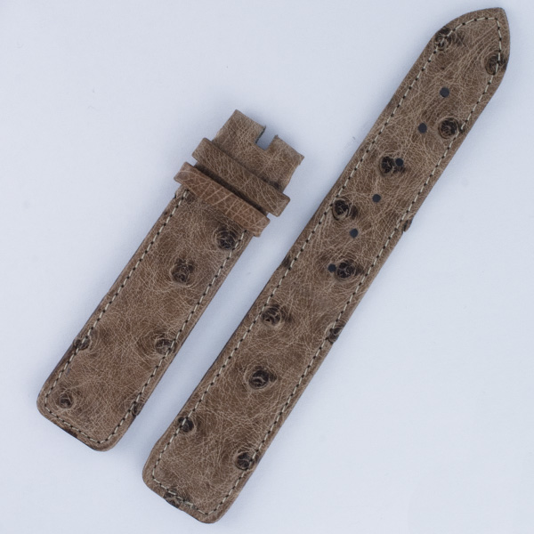 Bertolucci light brown Ostrich strap (18x16) 18mm by lug end 16mm by buckle 2.75" short 4.5" long