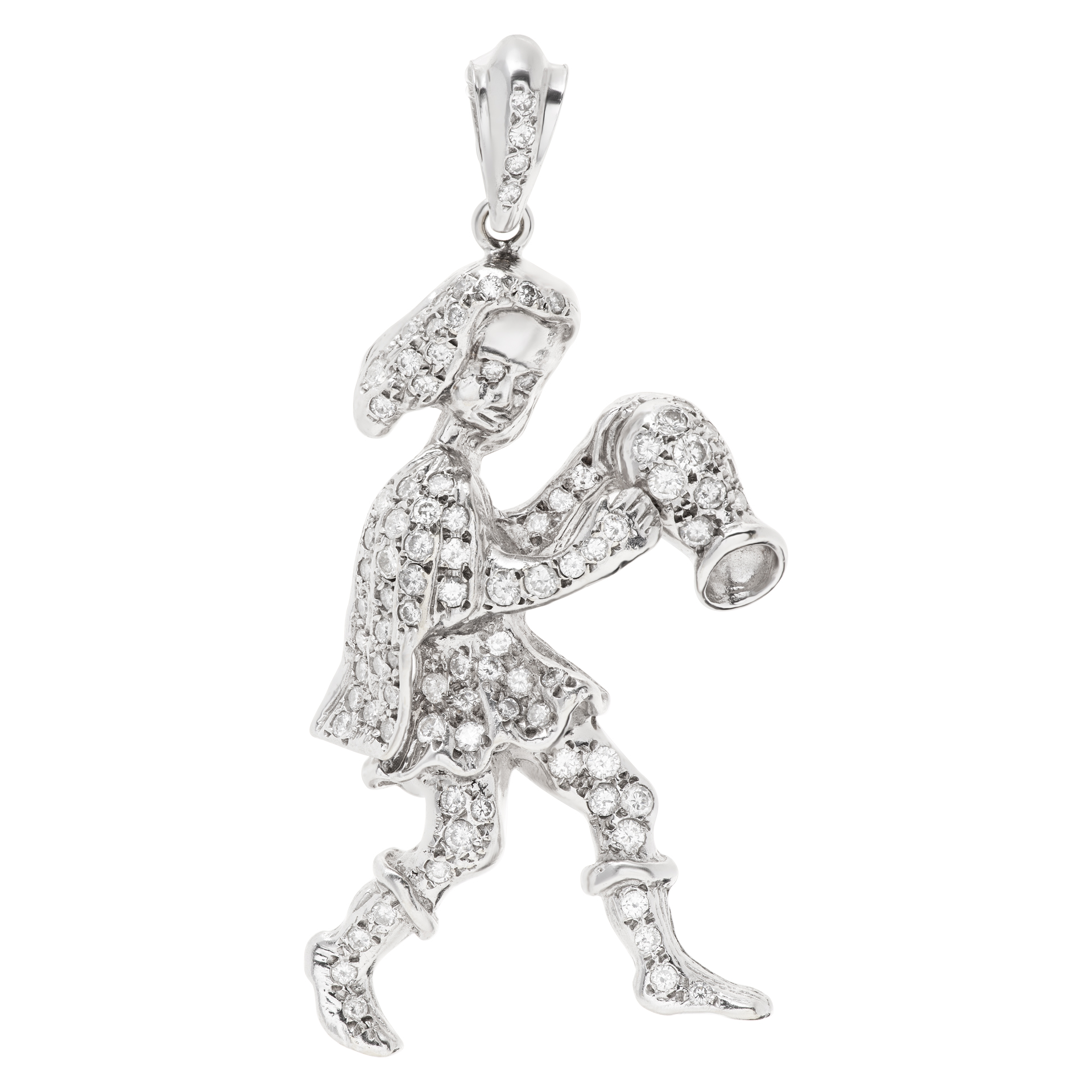 Zodiac Diamonds pendant Aquarius or the Water Bearer, in 14K white gold. Round brilliant cut diamonds total approx. weight: over 4.50 carats
