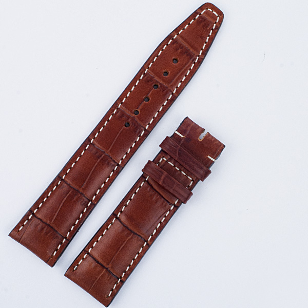 IWC brown alligator strap 20mm x 18mm long end 4.5" & short end 2 7/8" for tang buckle