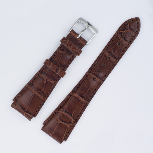 Dubey Schaldenbrand brown alligator strap 20 x 16 with tang buckle