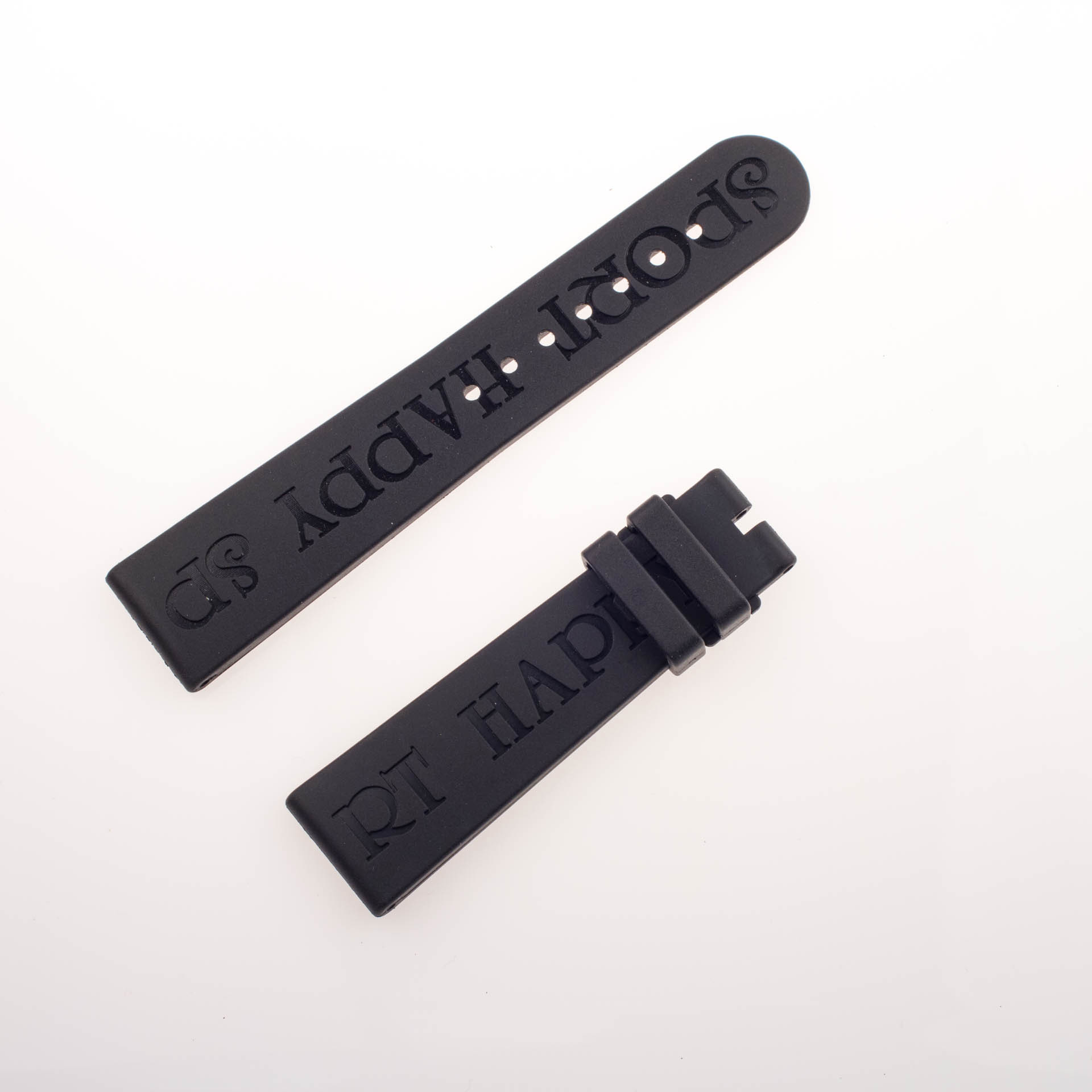 Black Chopard happy sport rubber strap. (19x16)