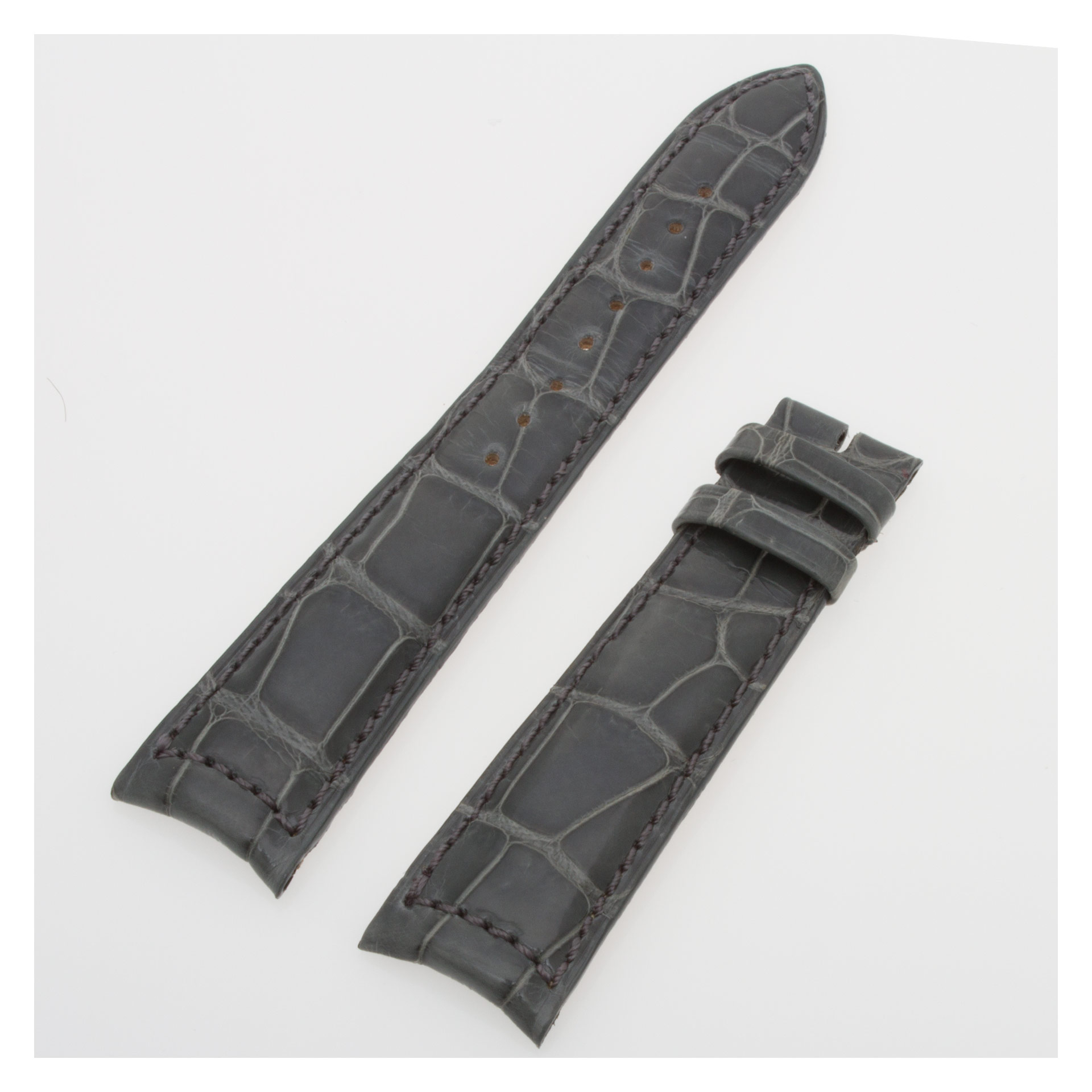 Jaeger-Lecoultre shiny / glossy gray alligator strap (20x16)