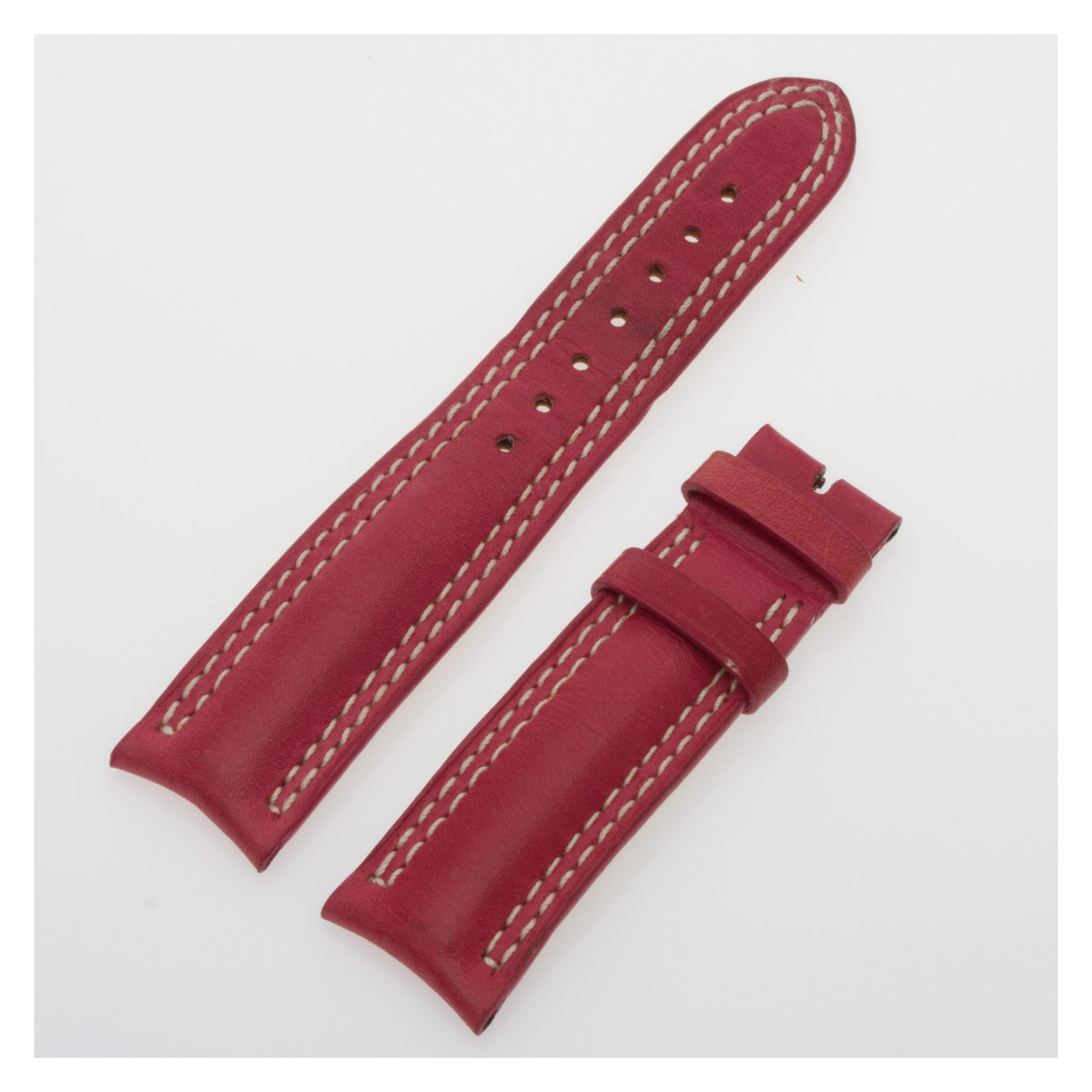 Jaeger-LeCoultre red calfskin strap with white stitch (18x16)