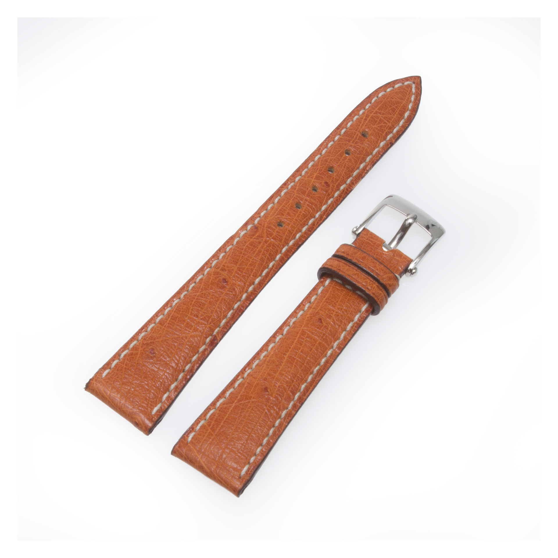 Van Cleef & Arpels bright brown ostrich strap with stainless steel tang buckle 16mm x 12mm