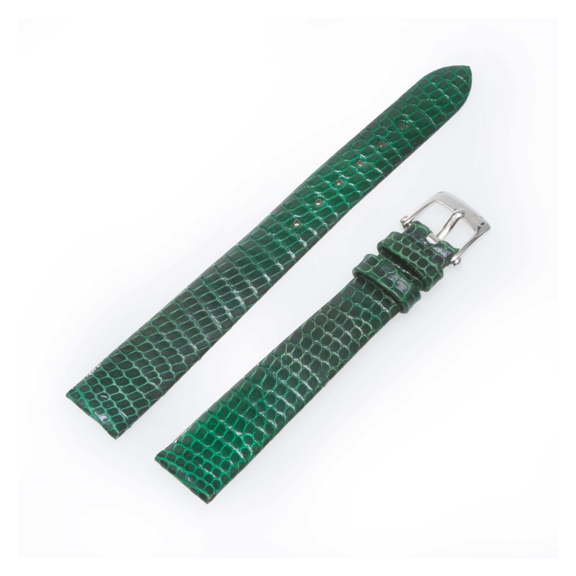 Van Cleef & Arpels green lizard strap with stainless steel tang buckle 12mm x 10mm