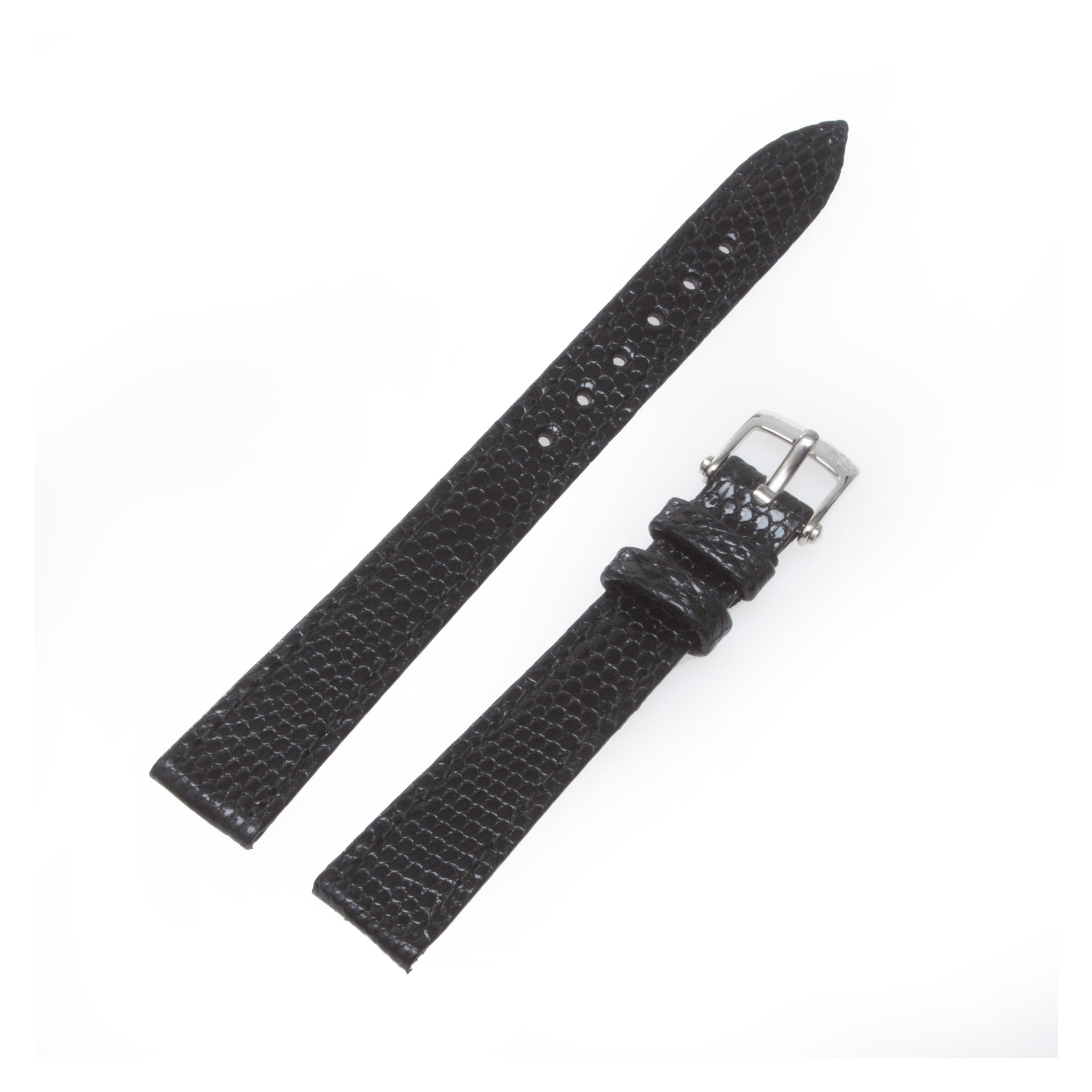 Van Cleef & Arpels black lizard strap with stainless steel tang buckle 12mm x 10mm