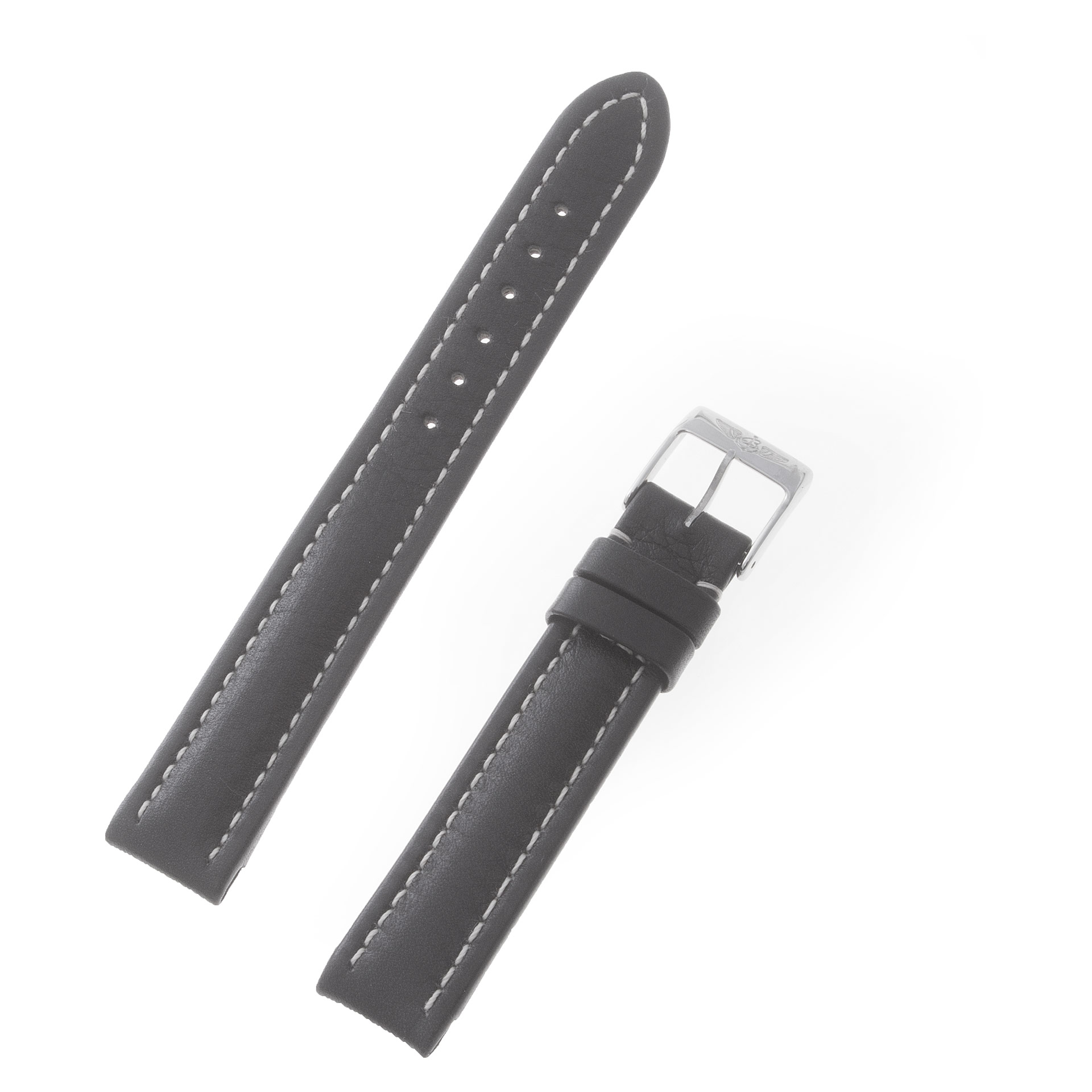 Breitling black calfskin strap w/ stainless steel buckle (15x14)