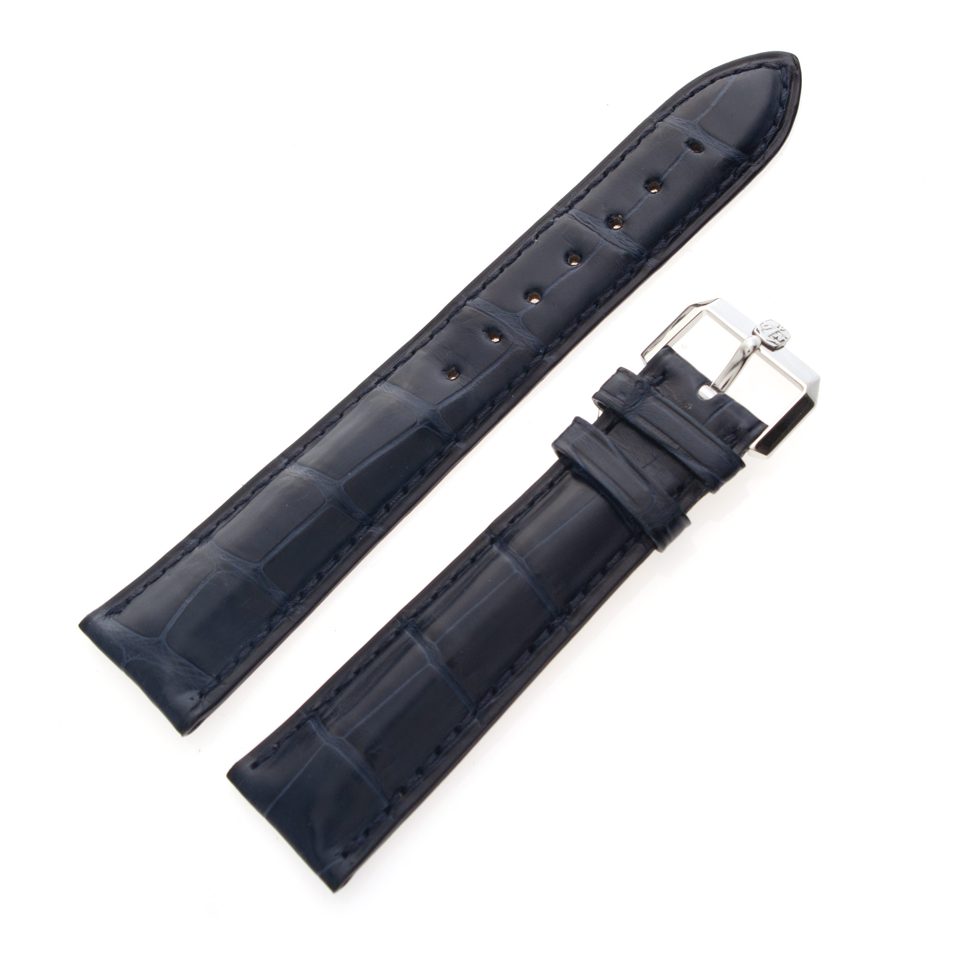 Ulysse Nardin cousu  main dark blue alligator strap (20mm x 17mm)