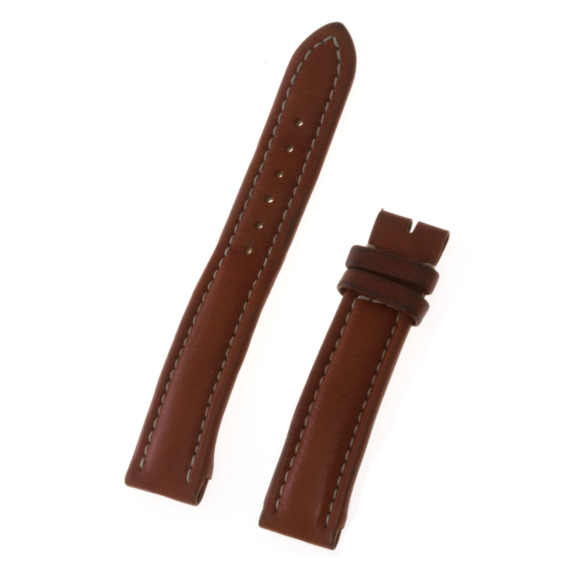 Breitling brown leather strap with white stiching (18x16)