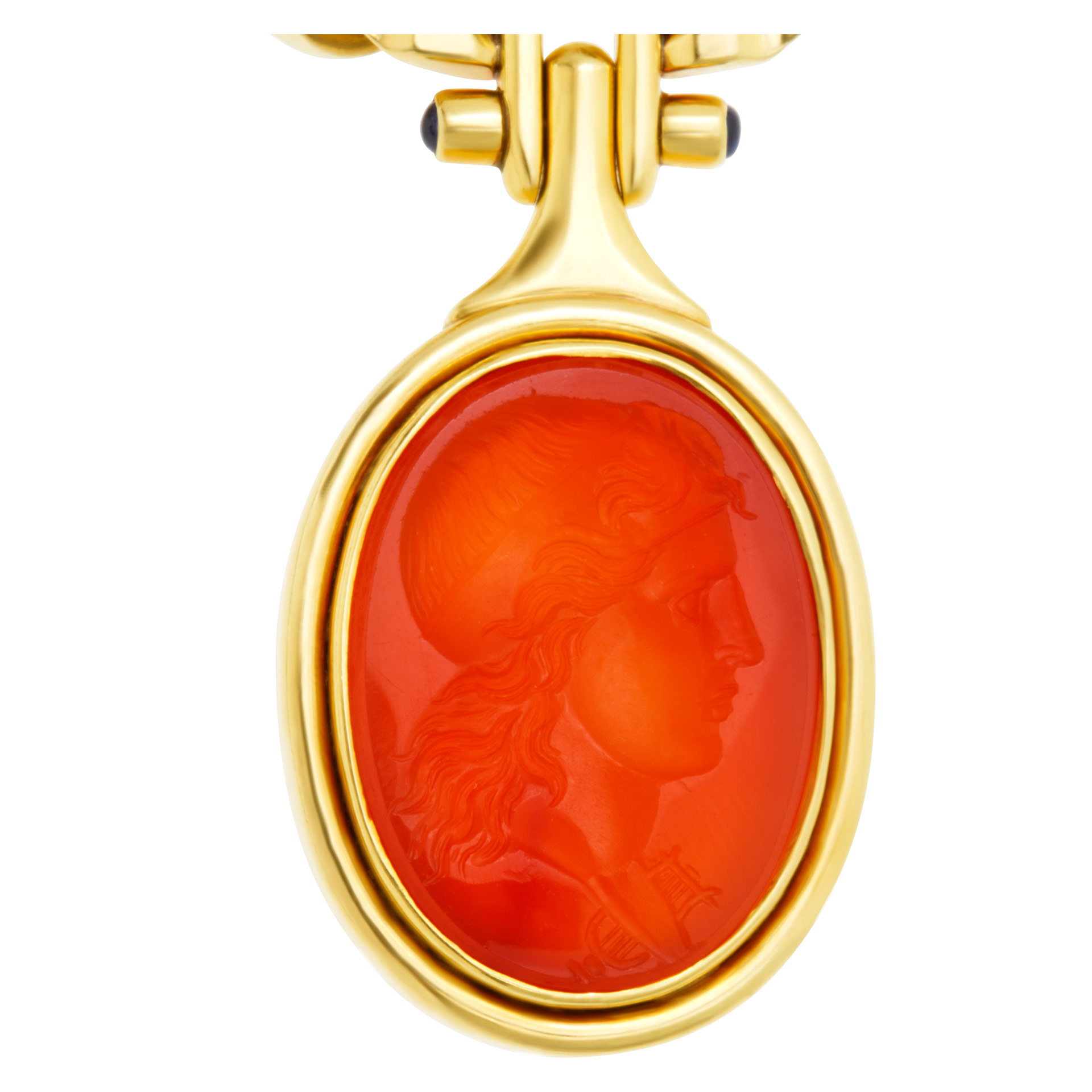 Necklace with Carnelian pendant in 18k gold signed Bvlgari