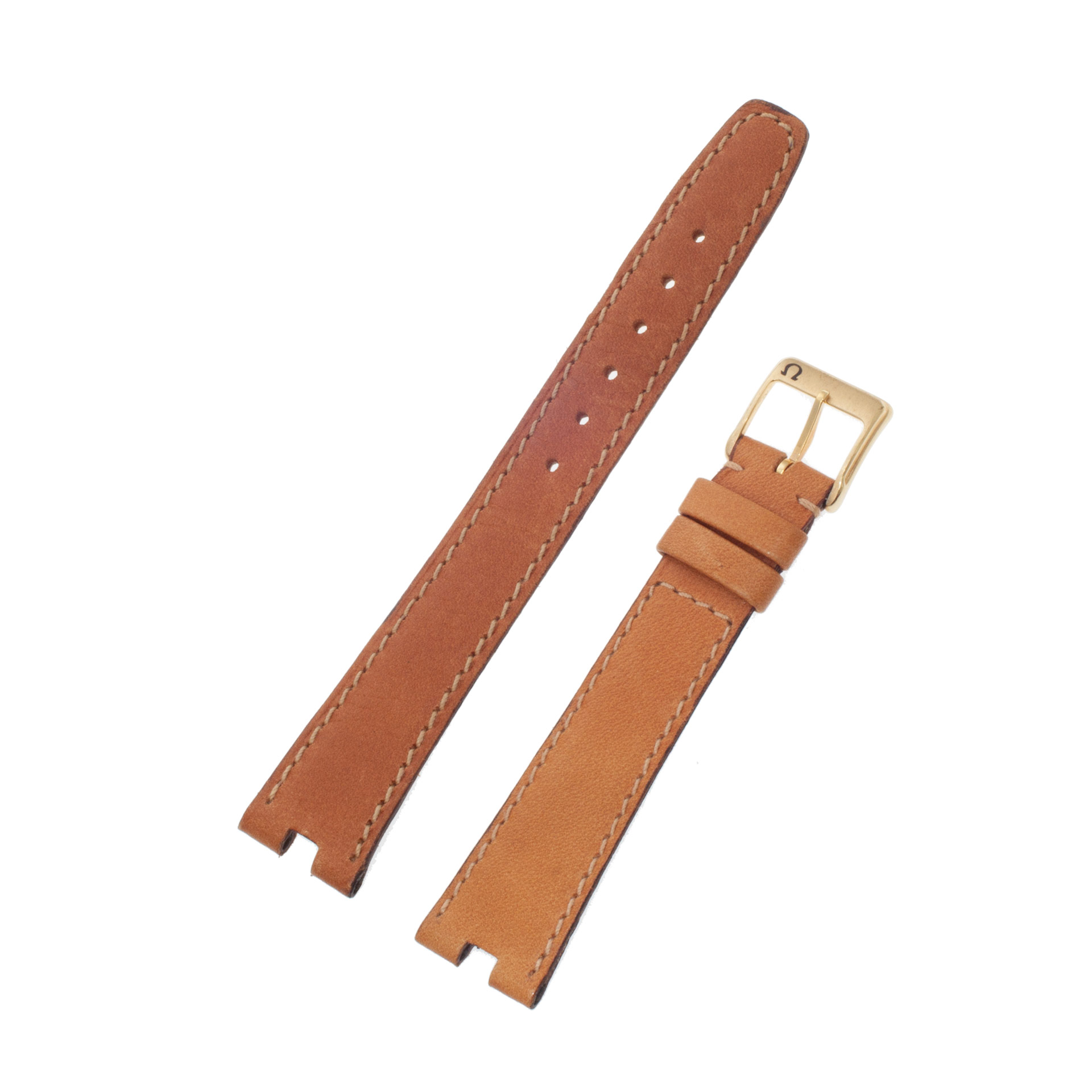 Omega light brown calf skin strap with buckle(18x14)