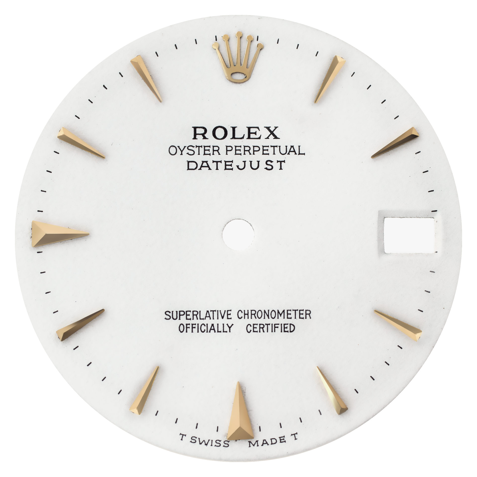 Rolex white dial with golden hour markers