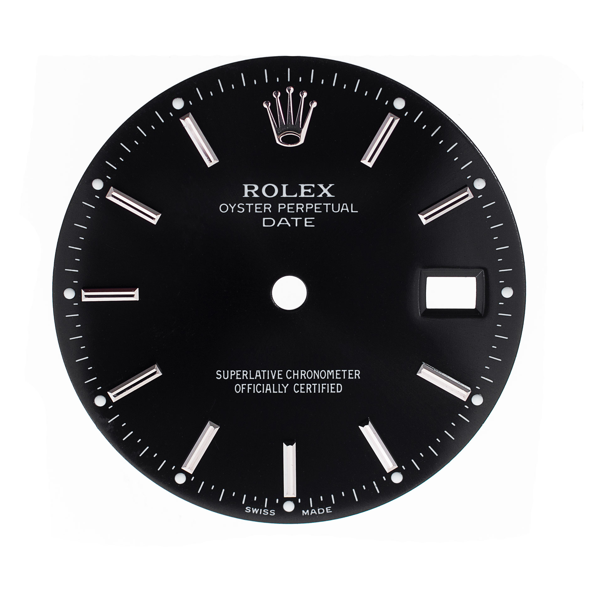 Rolex Date black silver stick dial