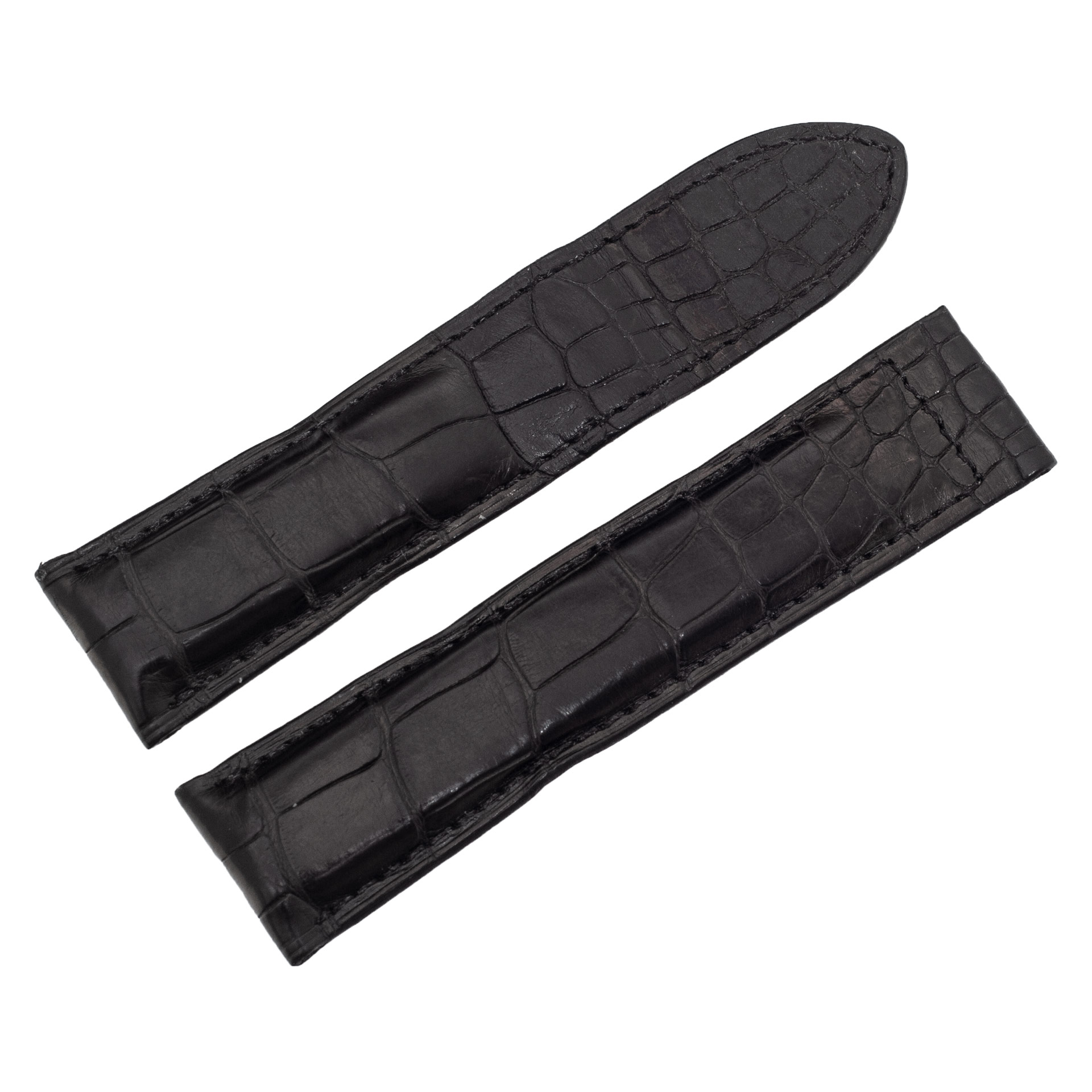 Cartier black alligator strap for a deployment buckle at 18mm x 17mm