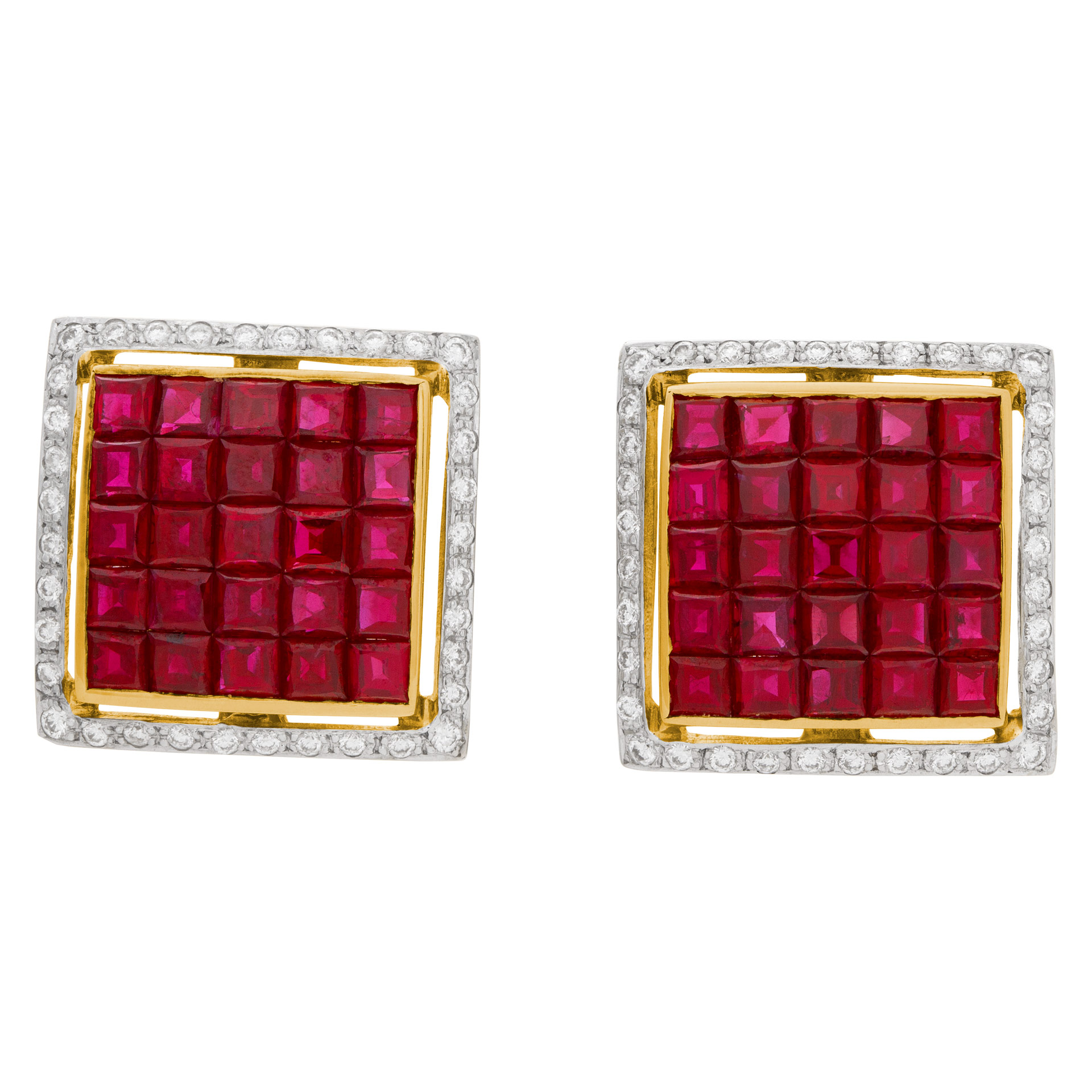 Diamond and ruby amazing earrings in 18k