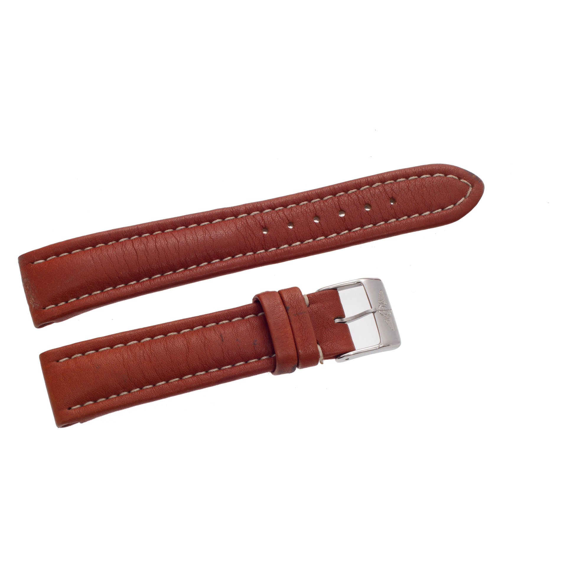 Breitling brown leather strap with original st/s buckle at 18mm x 16mm