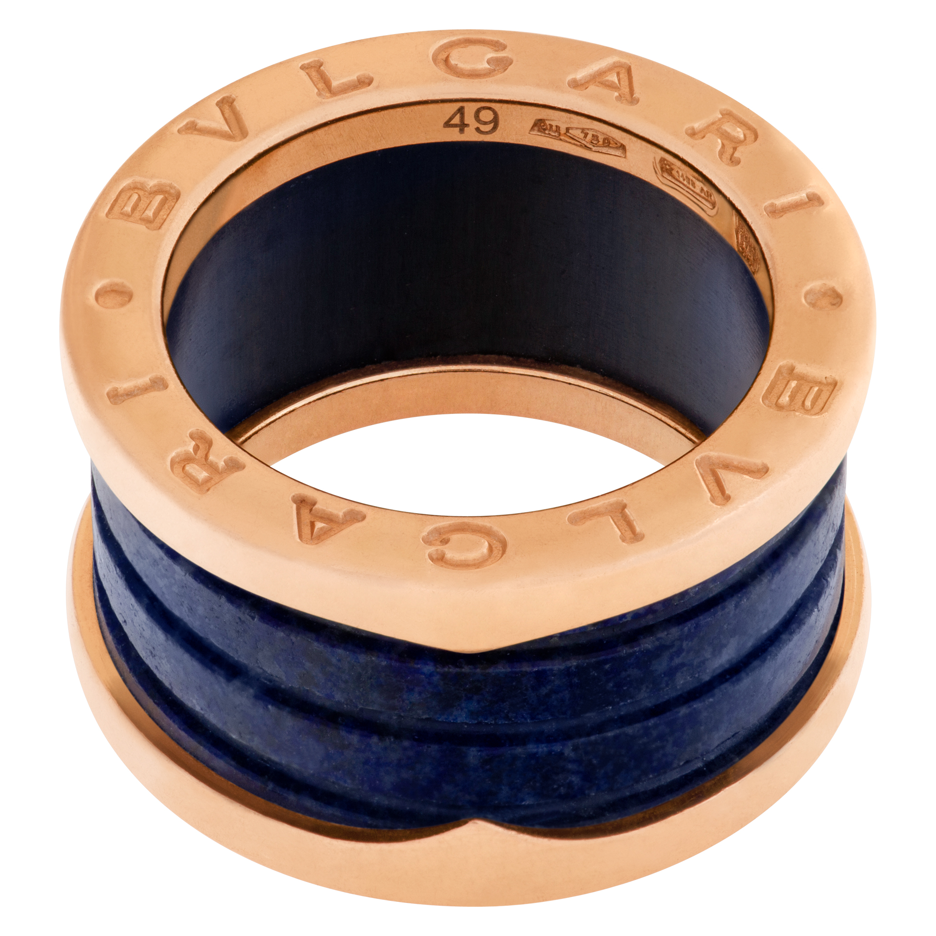 Bvlgari B.Zero1 dark blue marble 18k rose gold ring (Default)