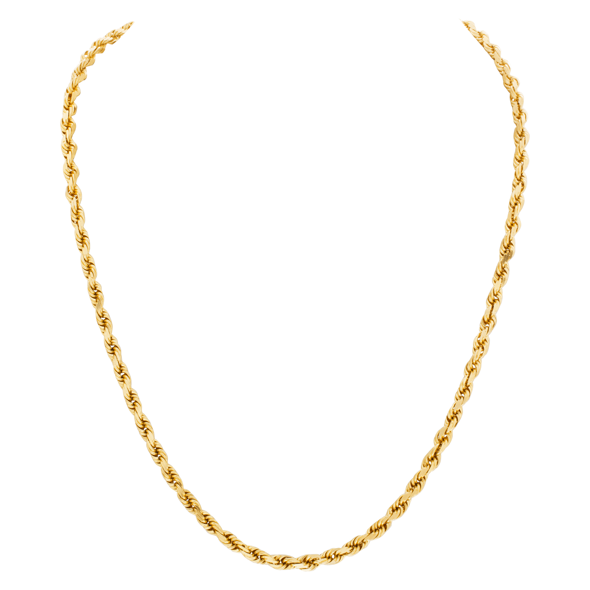 Rope style chain in 14k yellow gold