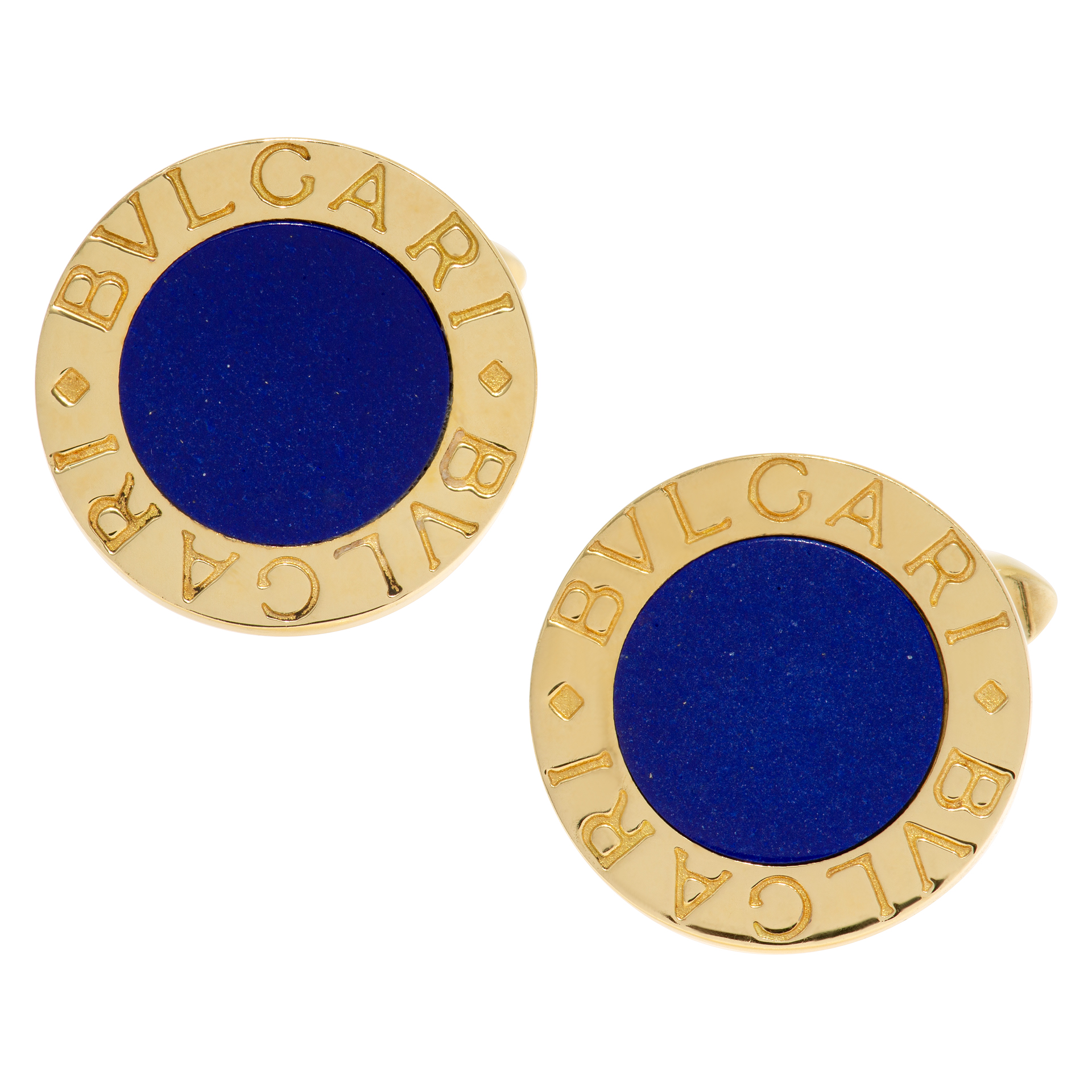 Bvlgari cufflinks in 18k yellow gold with blue lapiz center (Default)