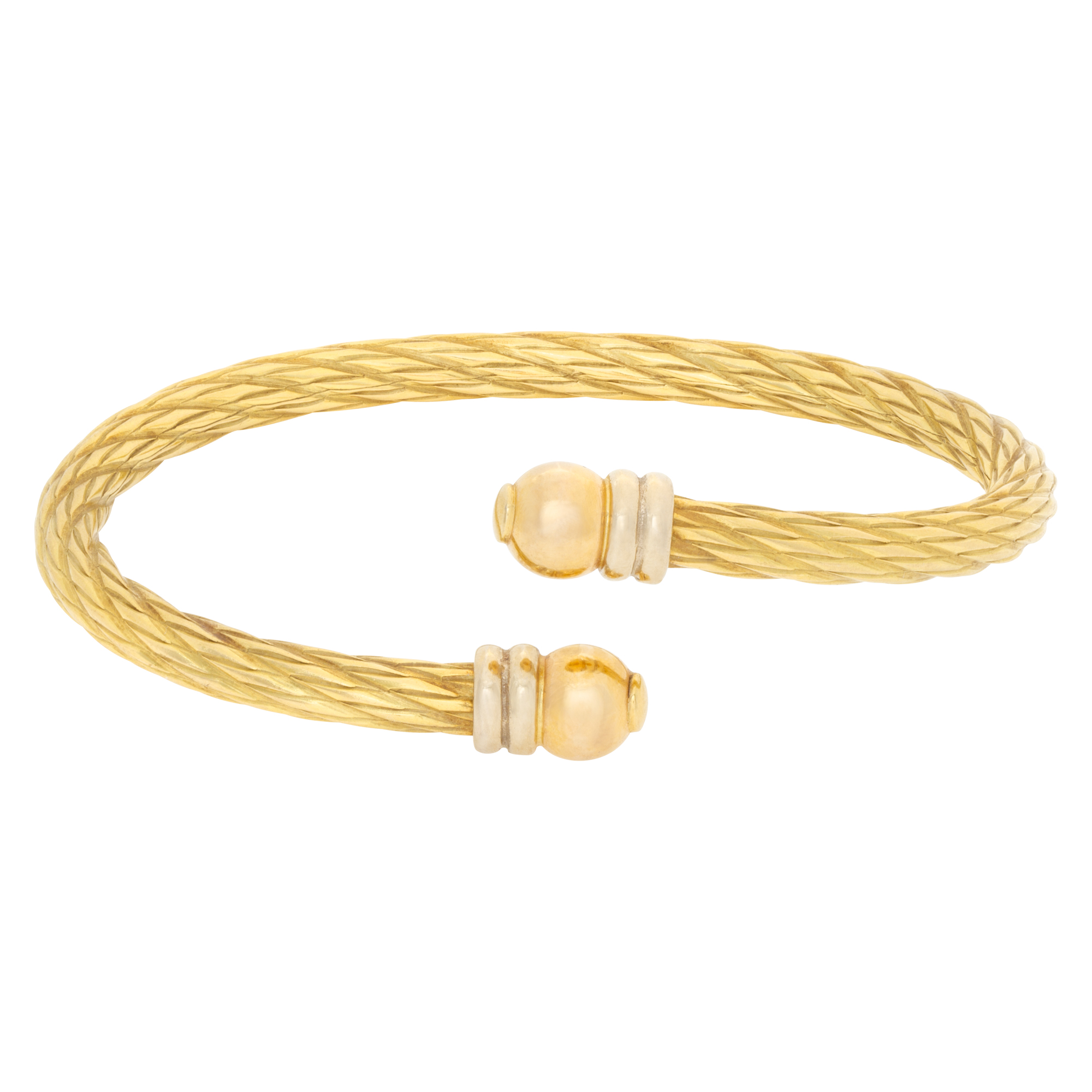 Tri-color (yellow, whte & rose gold) cable bangle