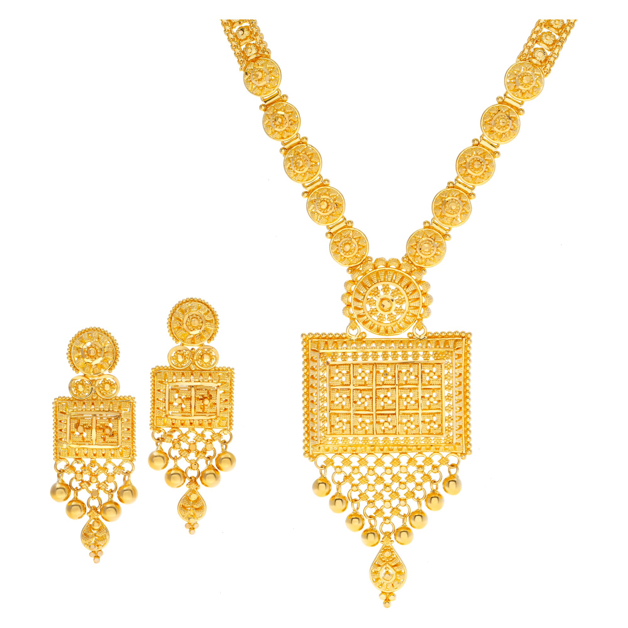 Etruscan Revival Necklace and earrings set in 22k