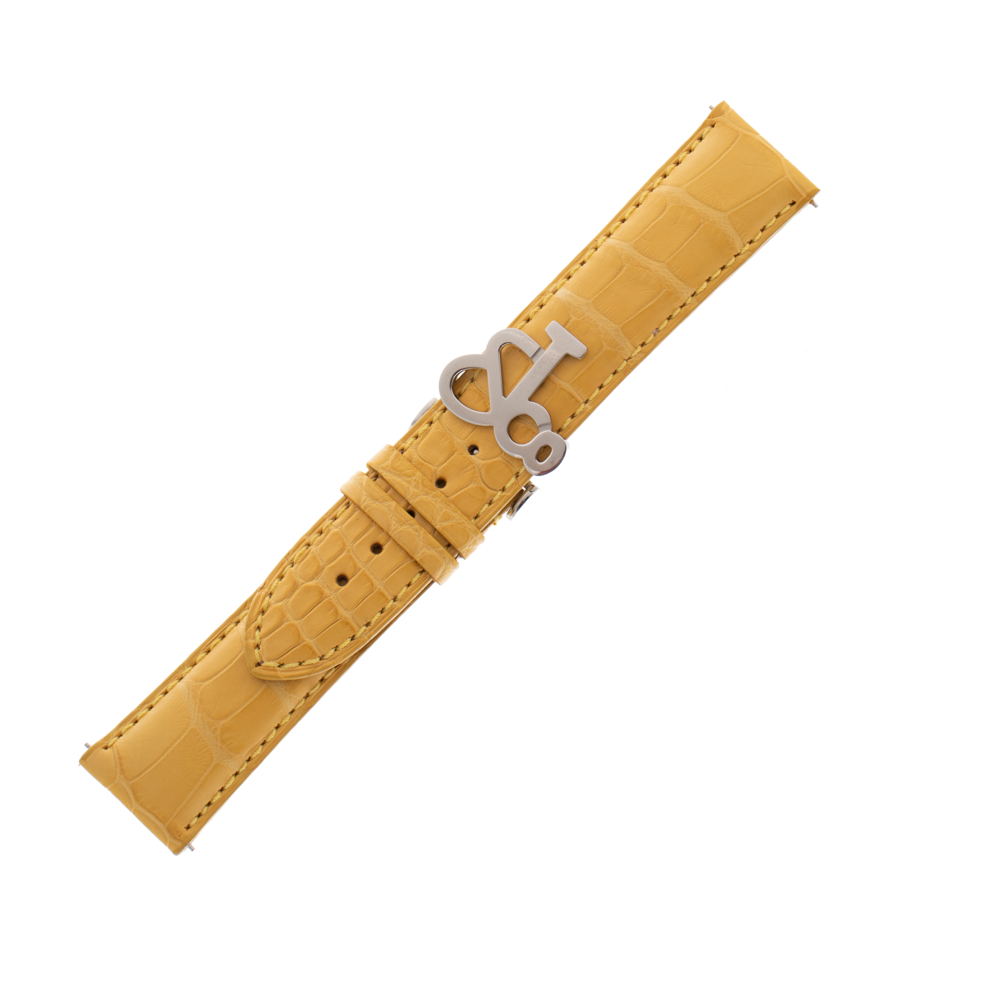 Jacob & Co. Yellow Crocodile strap with silver logo deploymant buckle (22mm x 20mm)