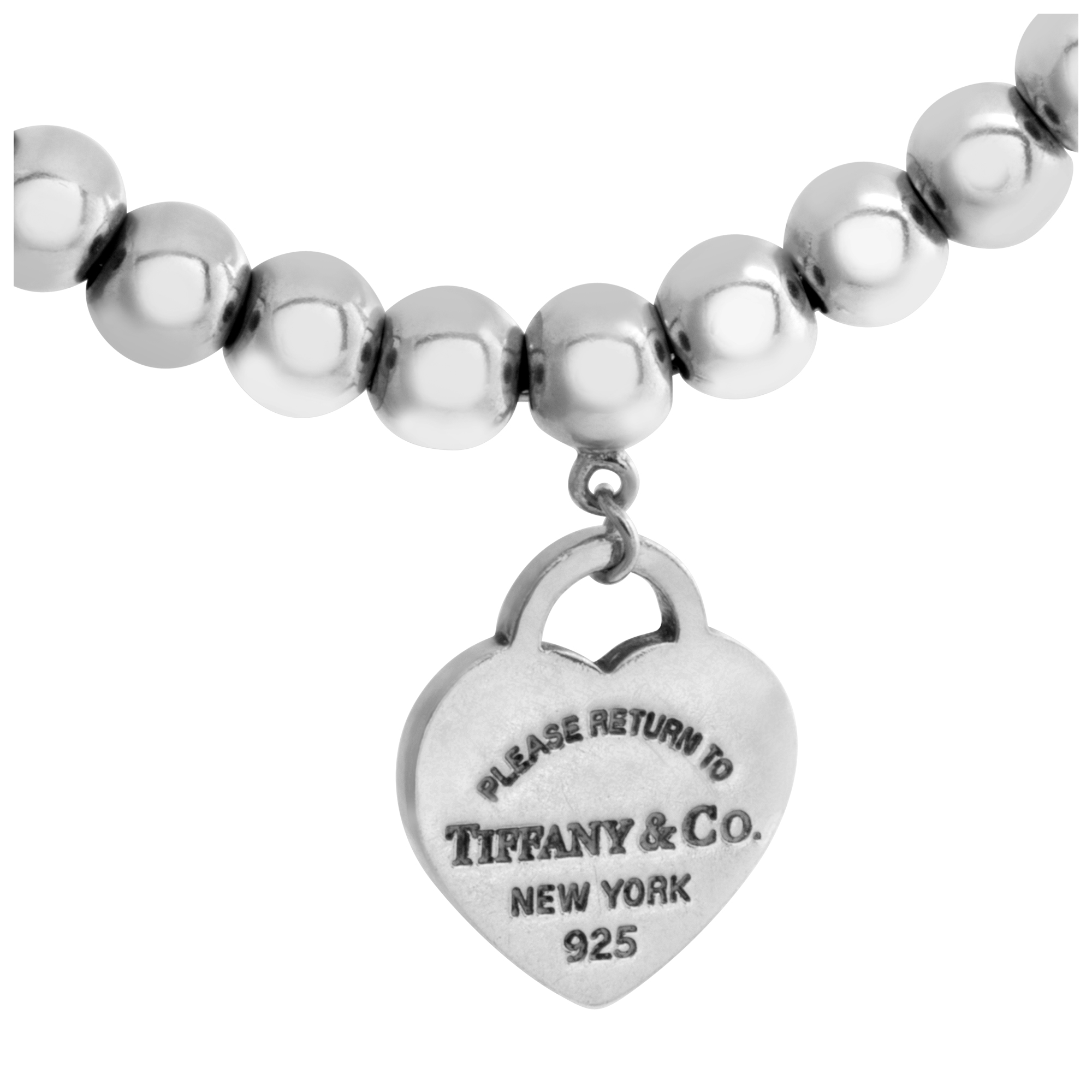 Tiffany "Return To Tiffany" bead bracelet with blue heart pendant